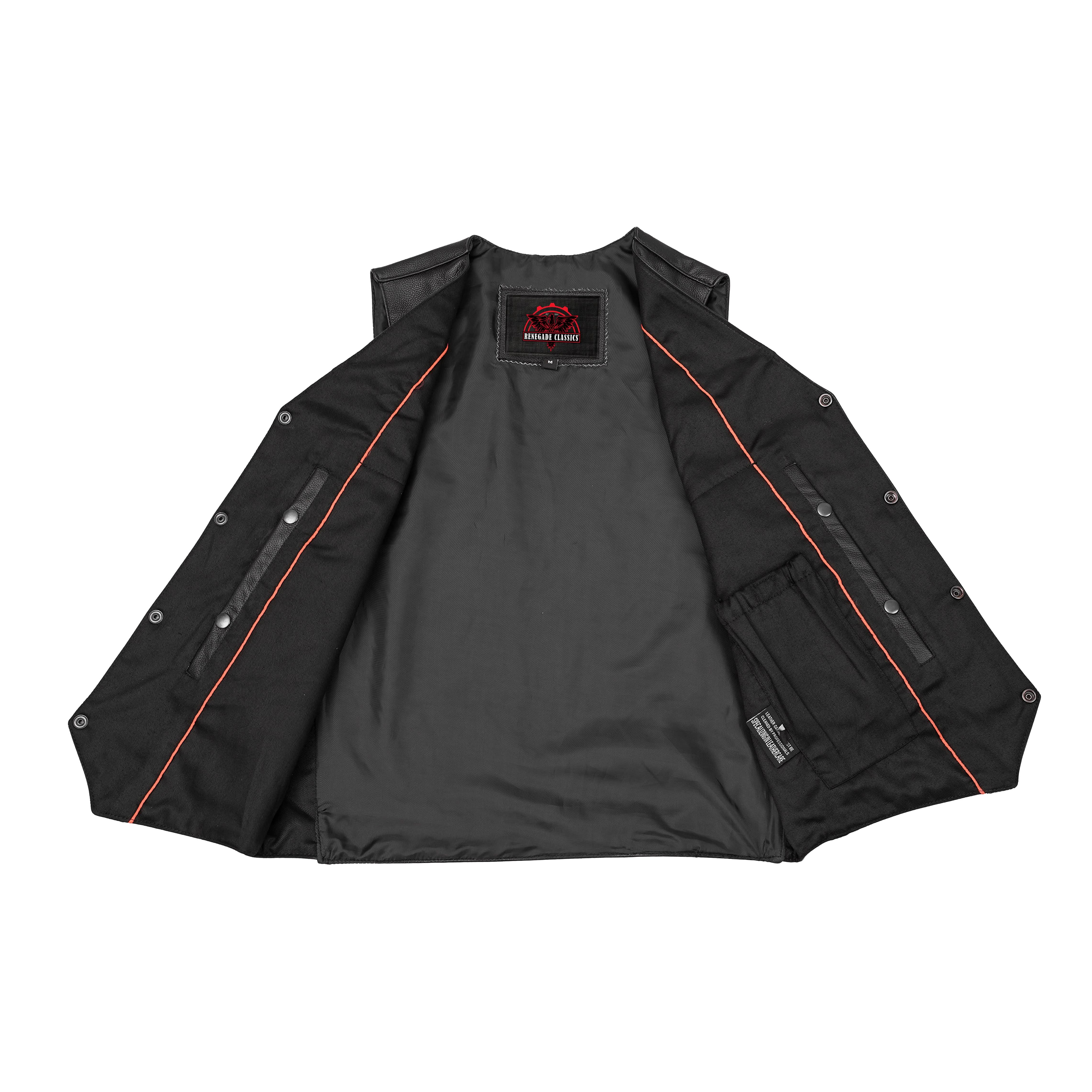 Black Stone™ Men's  Leather Motorcycle Vest - Black