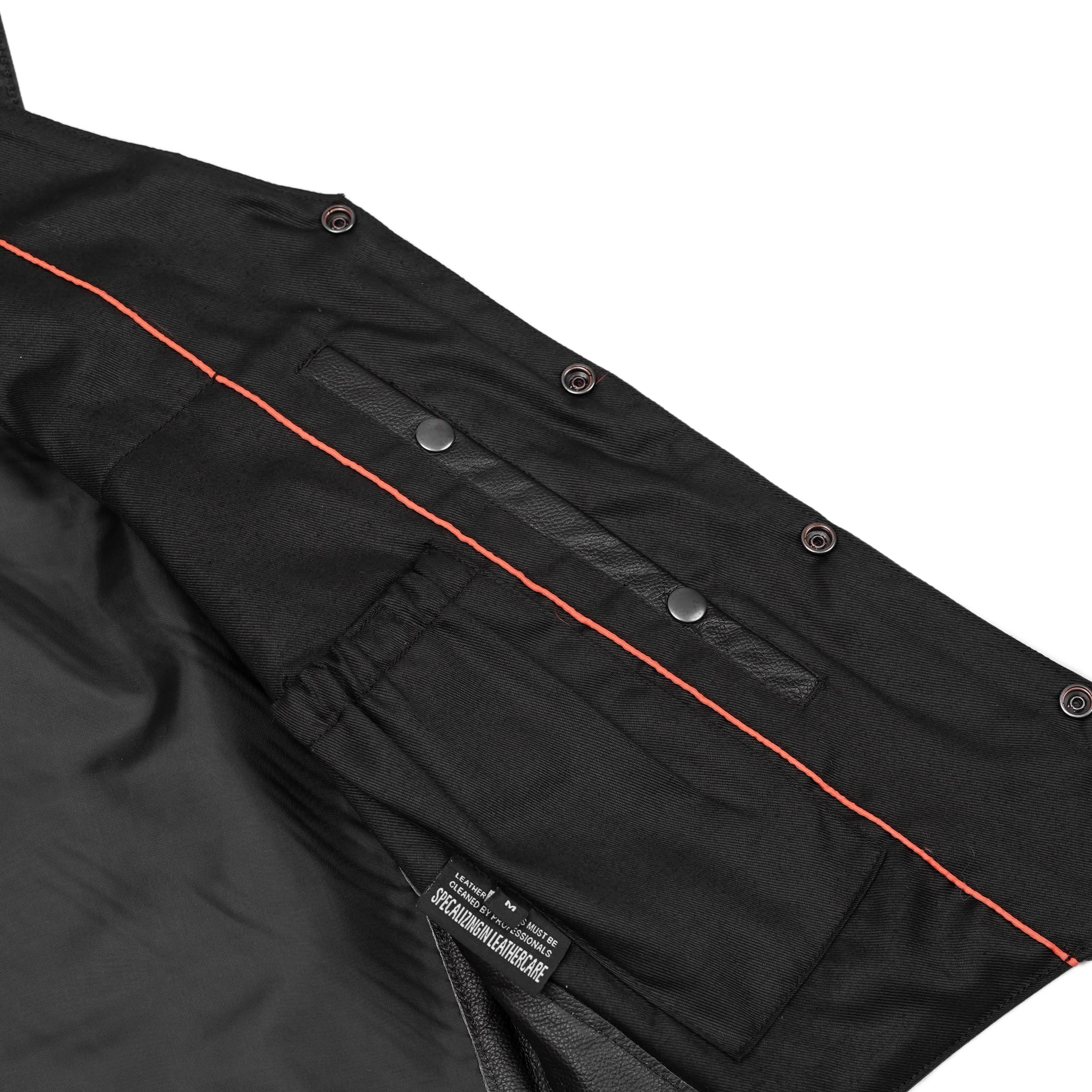 Black Stone™ Men's  Leather Motorcycle Vest - Black
