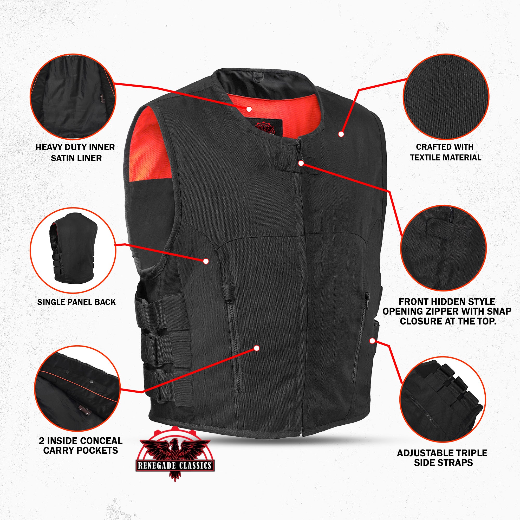 Crossroad Men's Motorcycle Textile SWAT Vest