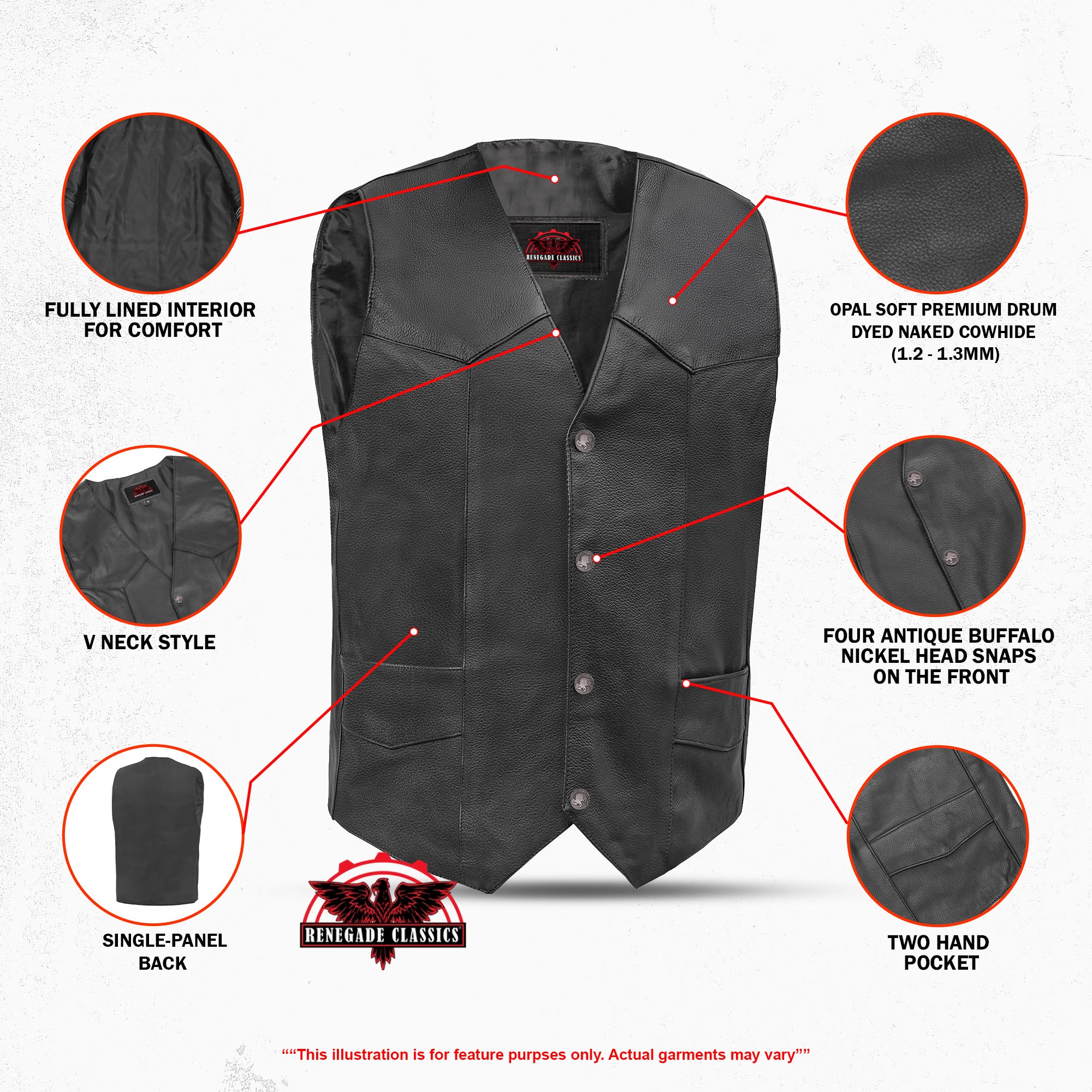 Rockus™ Mens Motorcycle Leather Vest