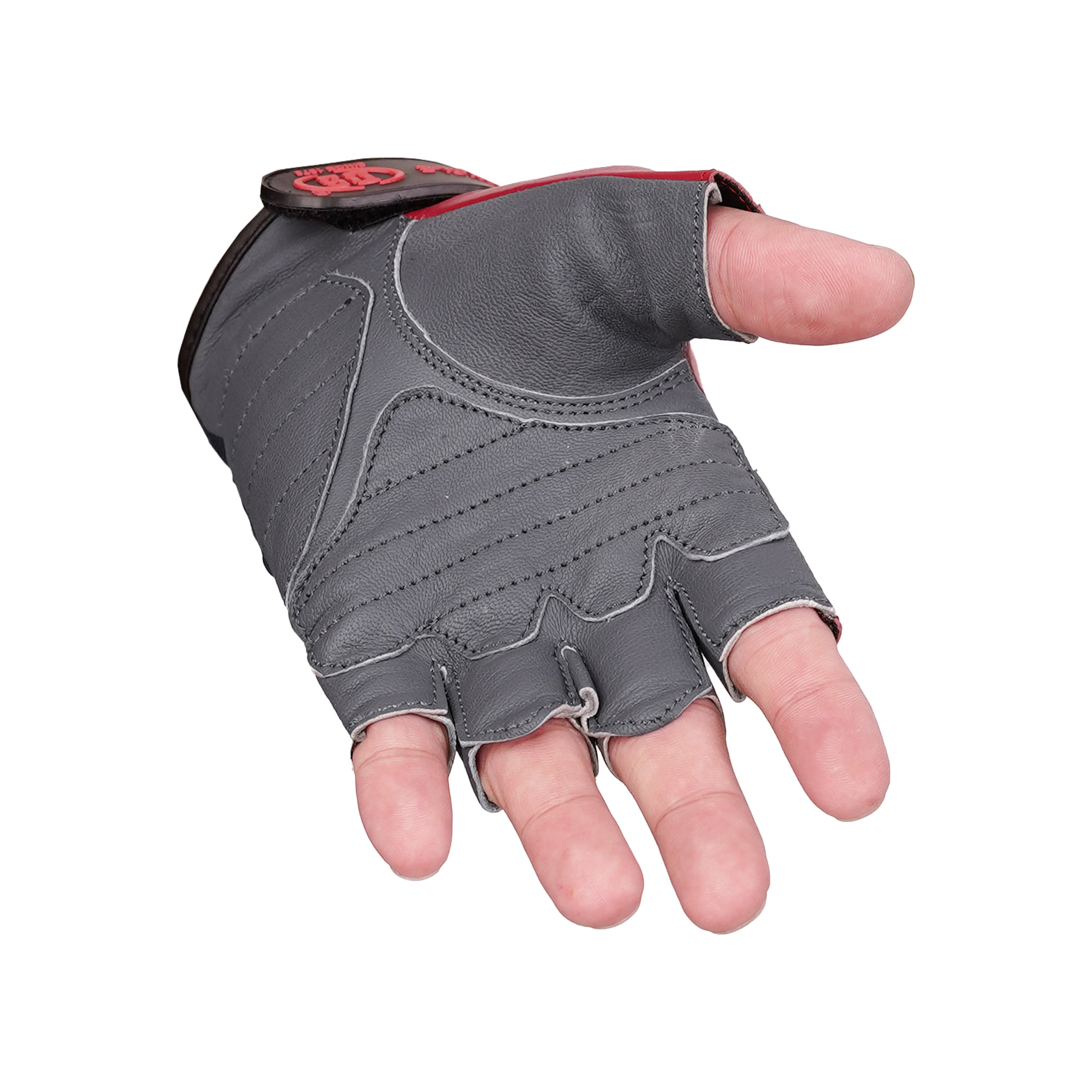 ThrottleFit™ Men's  leather Fingerless gloves - Red, White & Blue