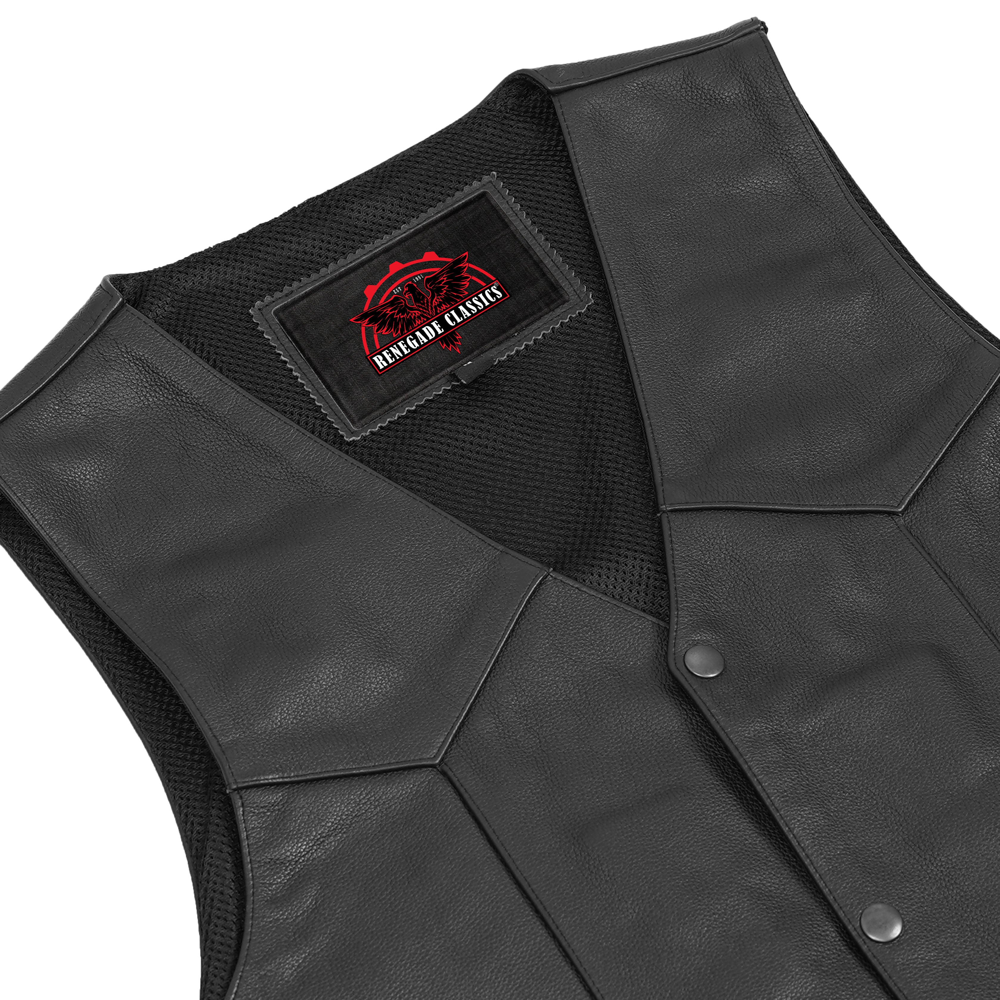 Guild Gold™ Men's Leather Motorcycle Vest - Black