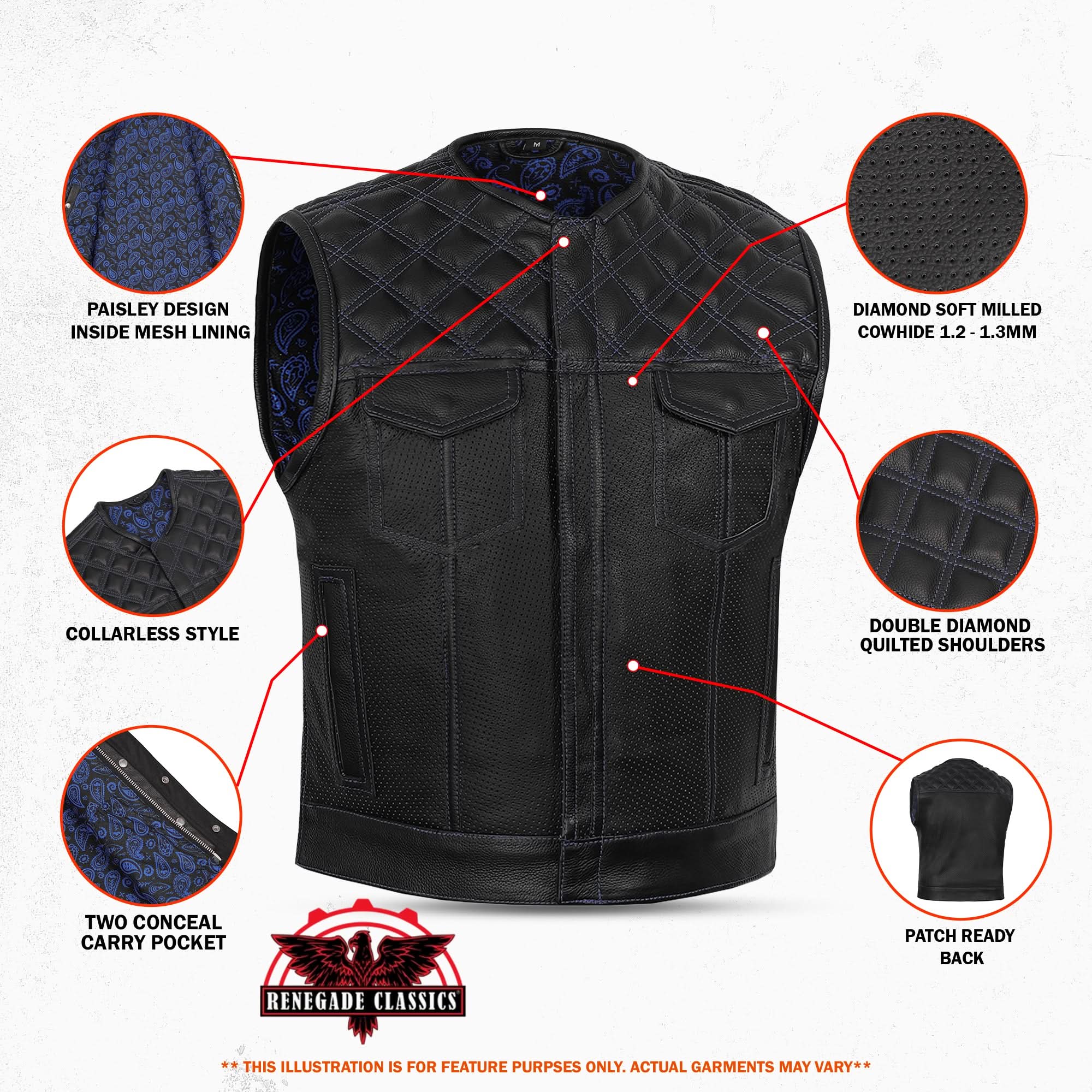 Mile Crusher Mens Motorcycle Leather Vest