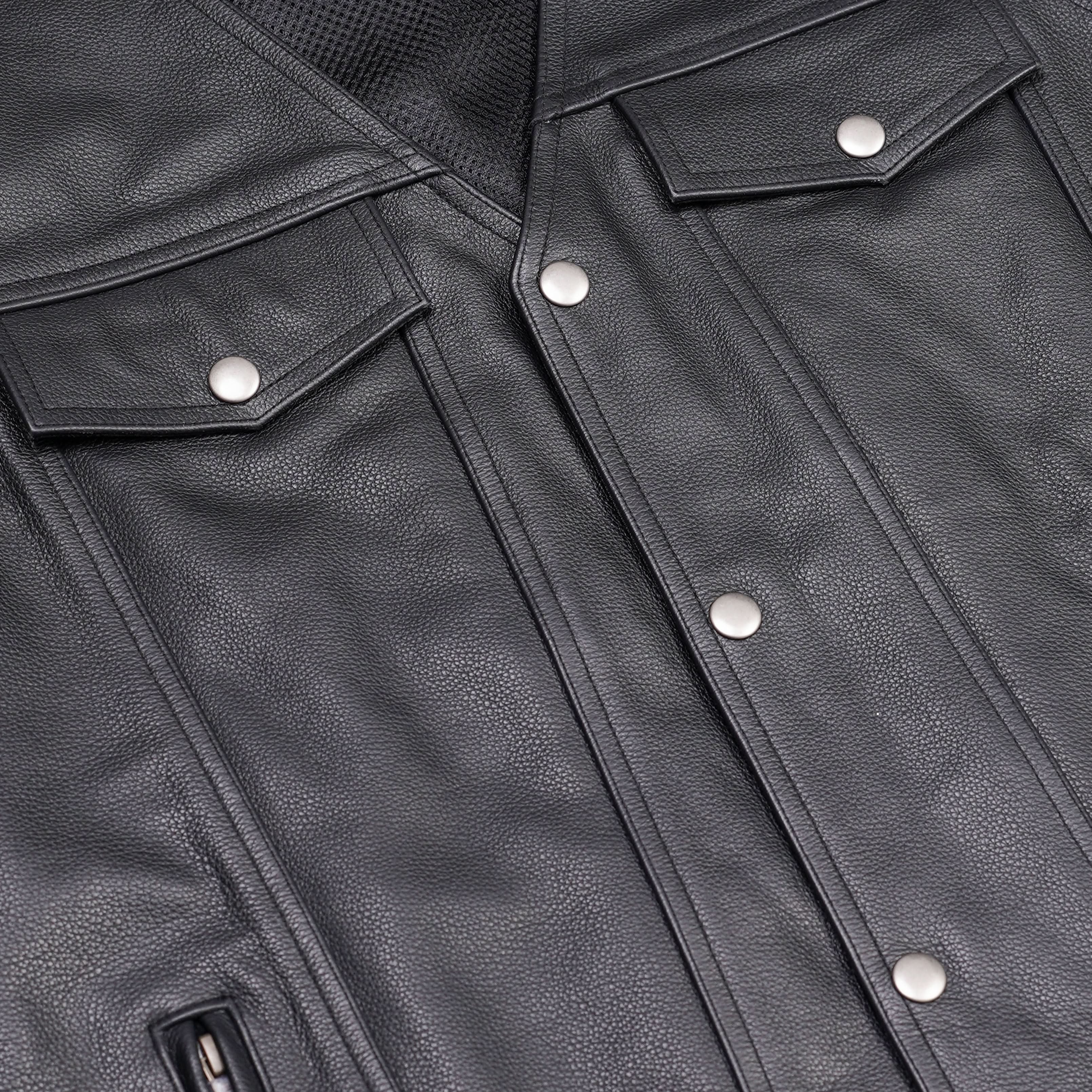 Rocker Men's Black Leather Motorcycle Vest