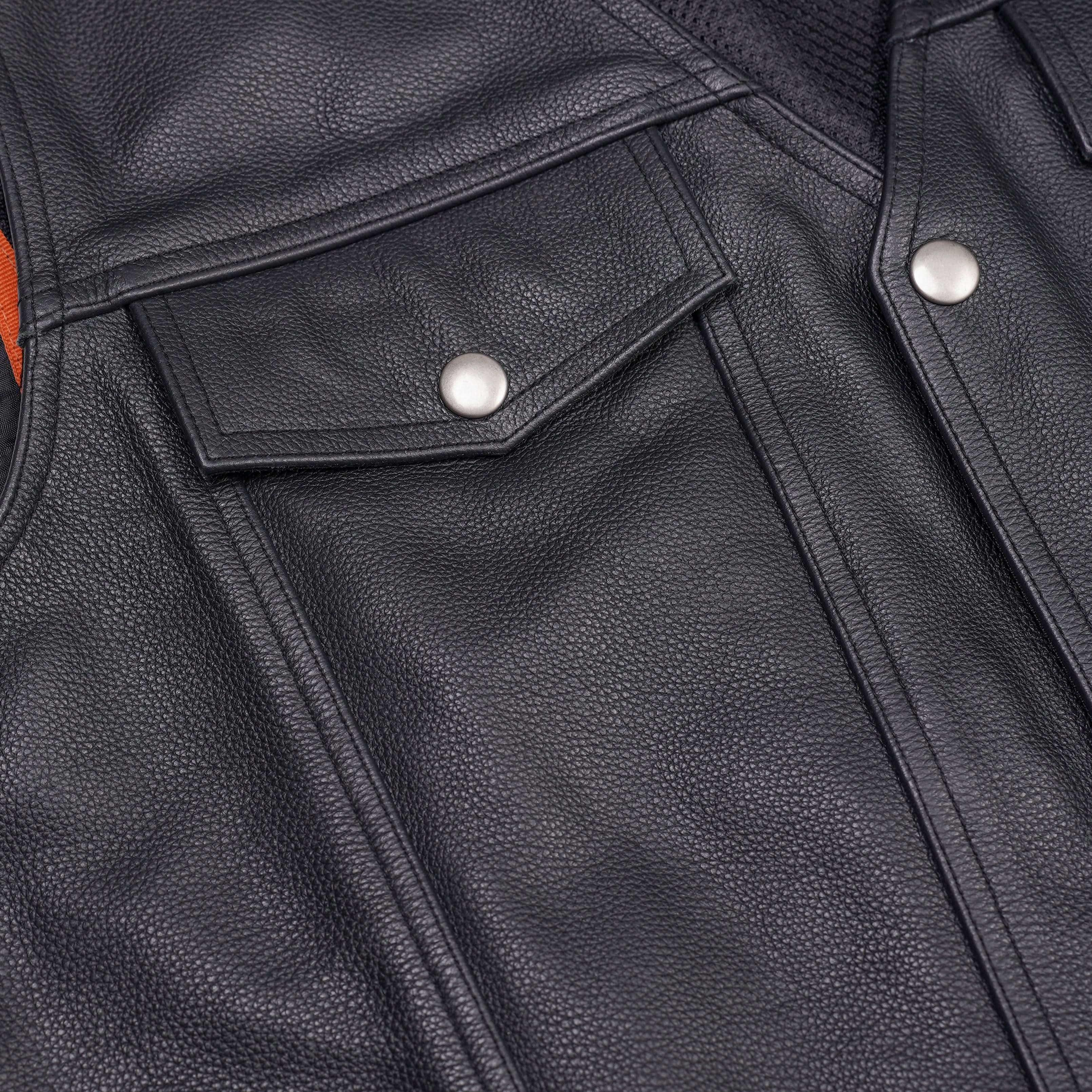 Rocker Men's Black Leather Motorcycle Vest