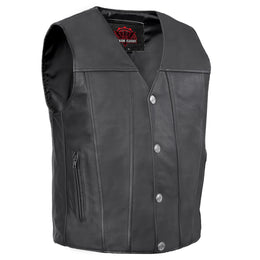 Wild Nickel™  Men's  Leather Motorcycle Vest - Black