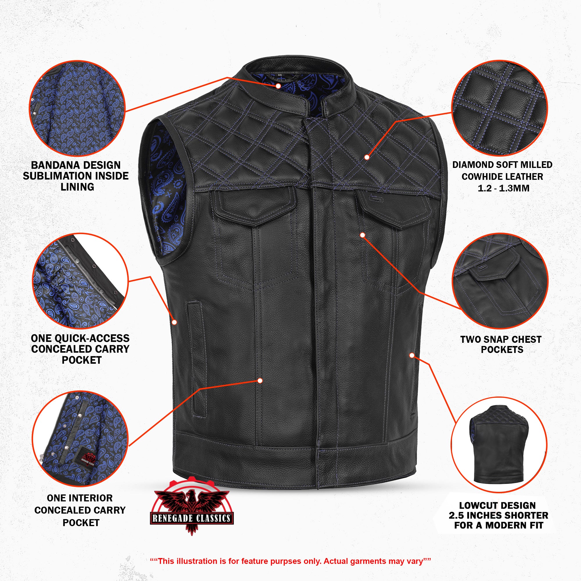 Cobalt Men’s Lowcut Motorcycle Leather Vest