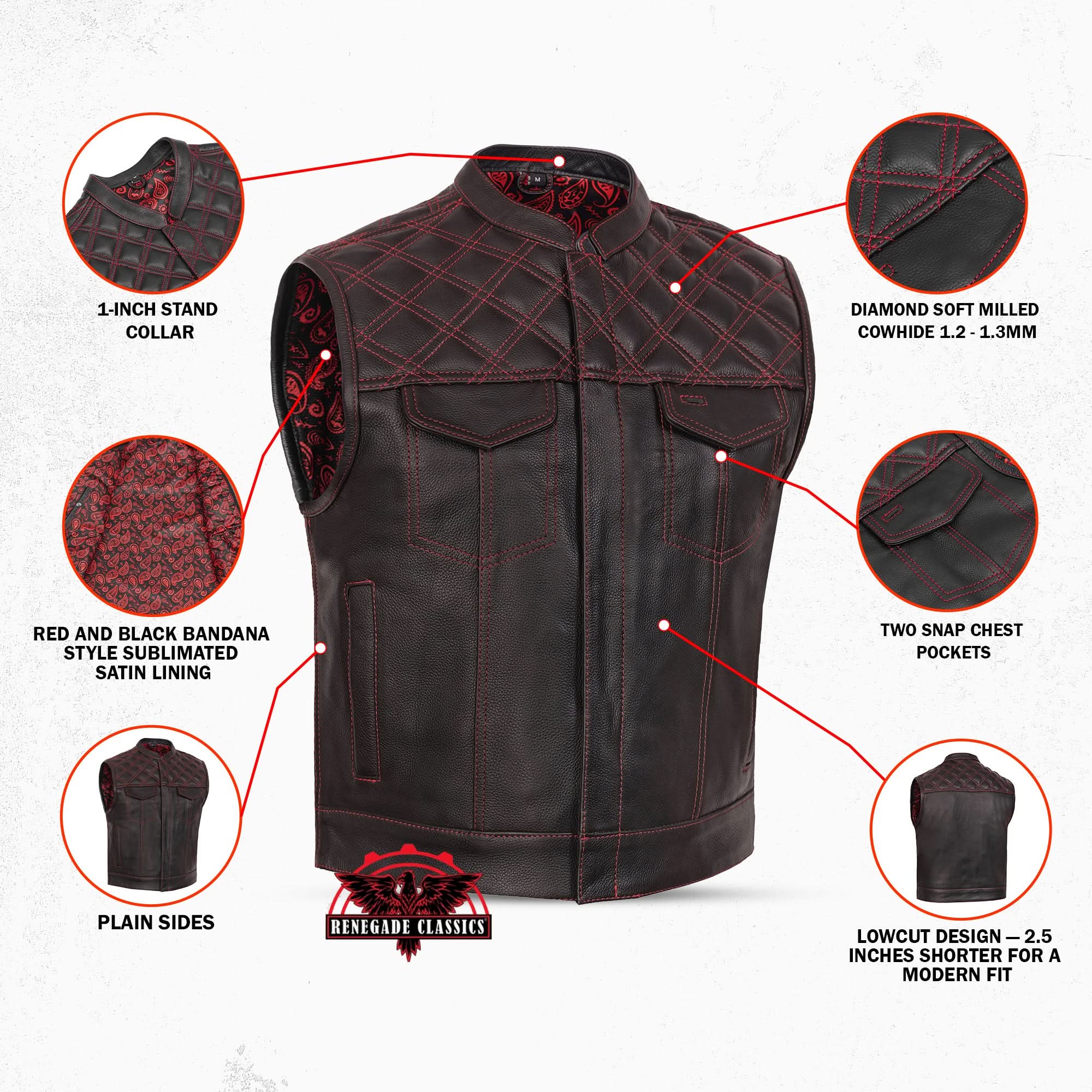 Stonewolf Mens Leather Motorcycle Vest