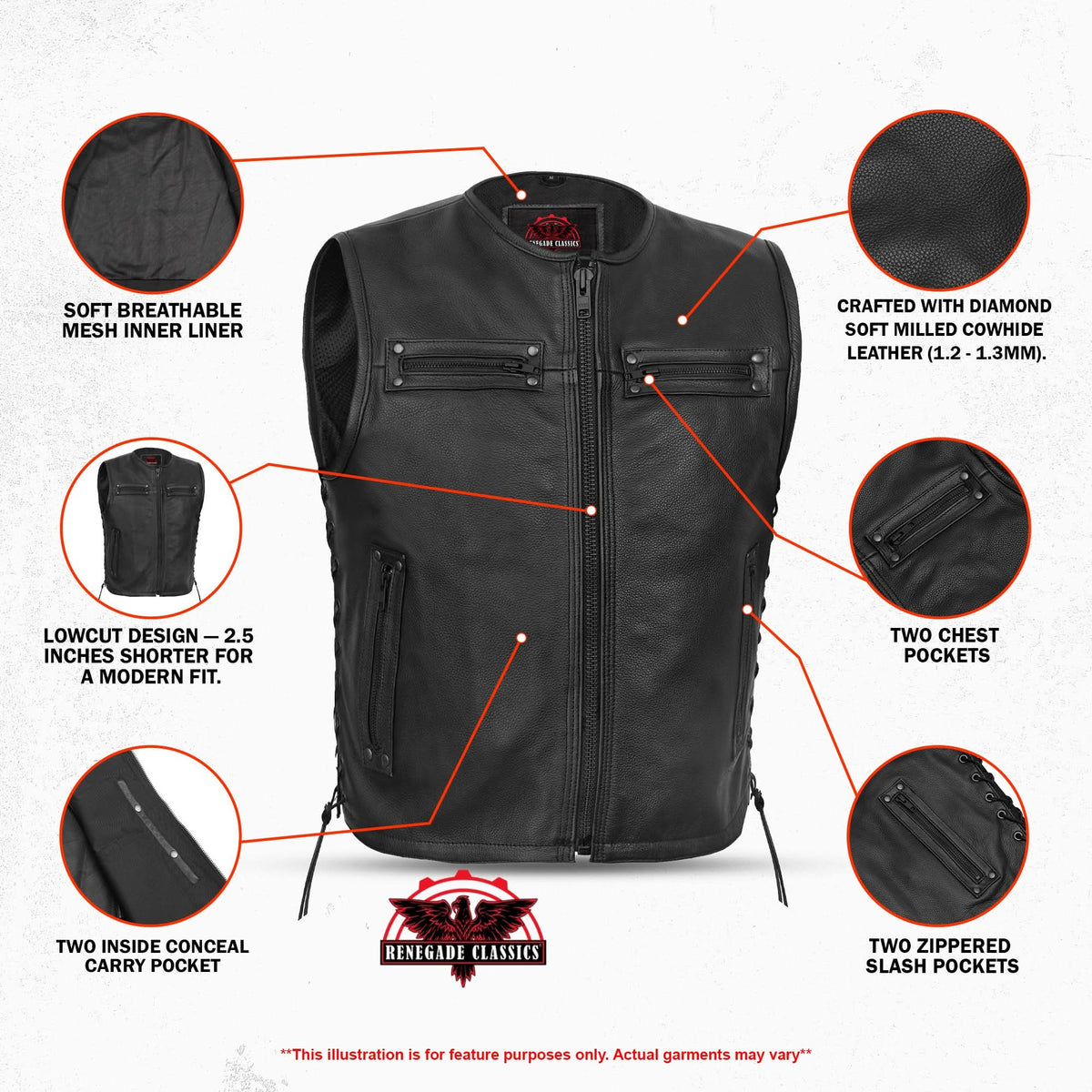 Buckhorn Men’s Leather Motorcycle Vest