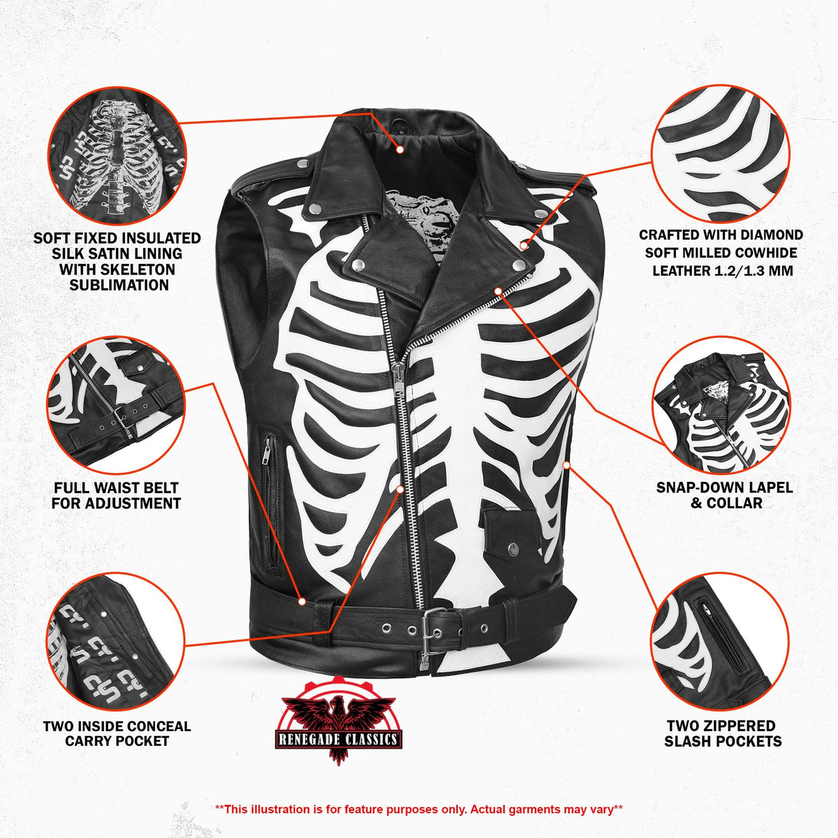 Thorax Men’s Leather Motorcycle Vest