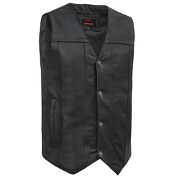 SolidRider™ Men's Leather Motorcycle  Vest - Black