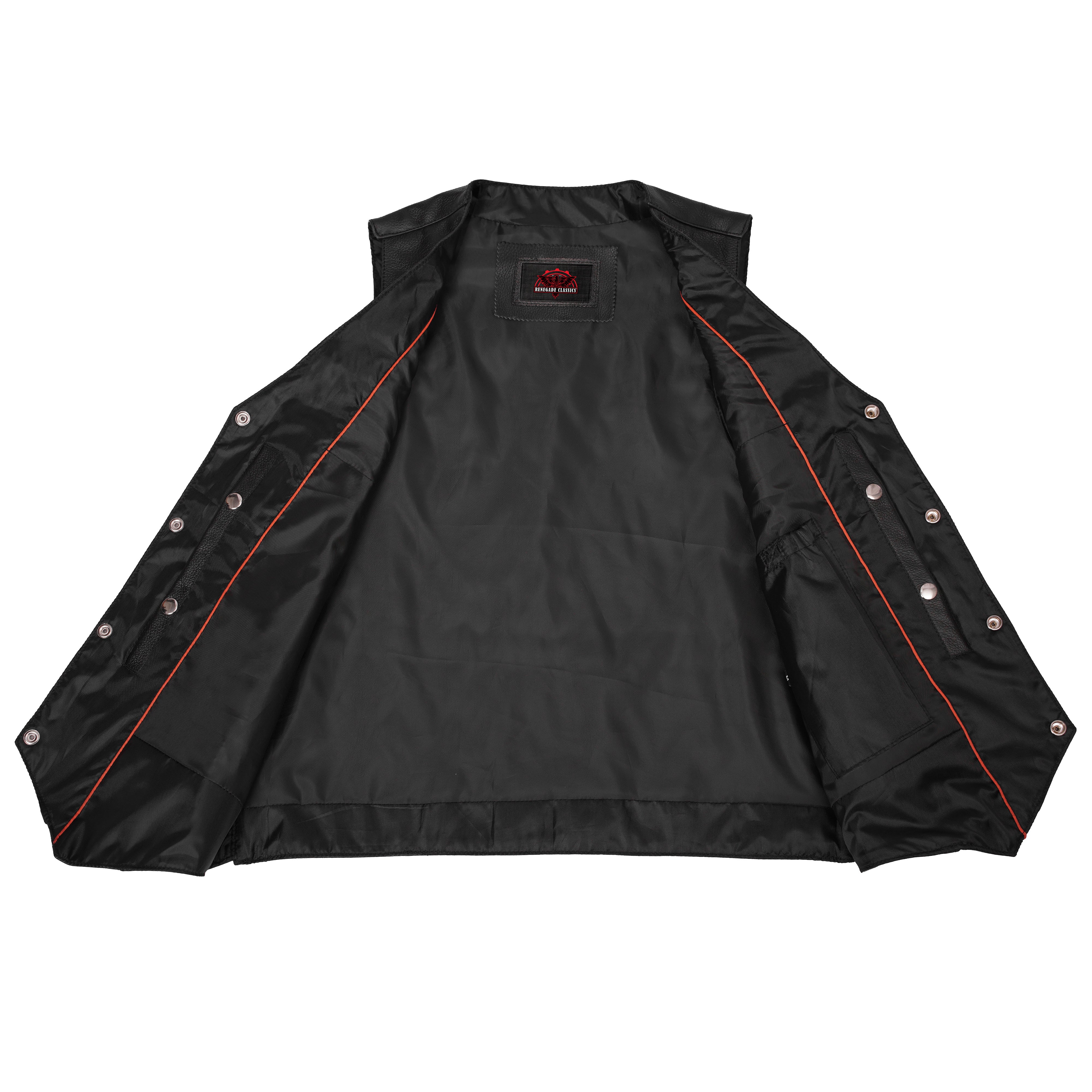 SolidRider™ Men's Leather Motorcycle  Vest - Black