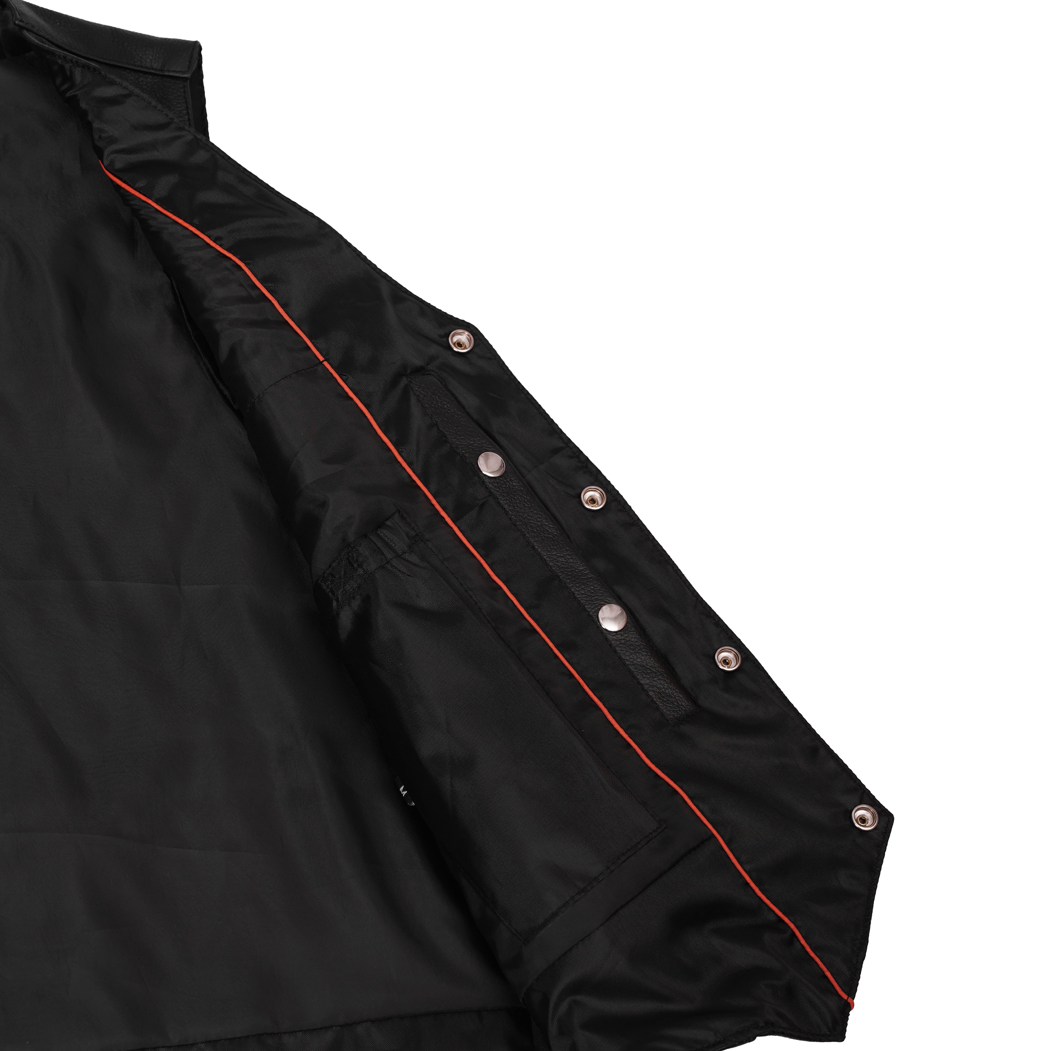 SolidRider™ Men's Leather Motorcycle  Vest - Black
