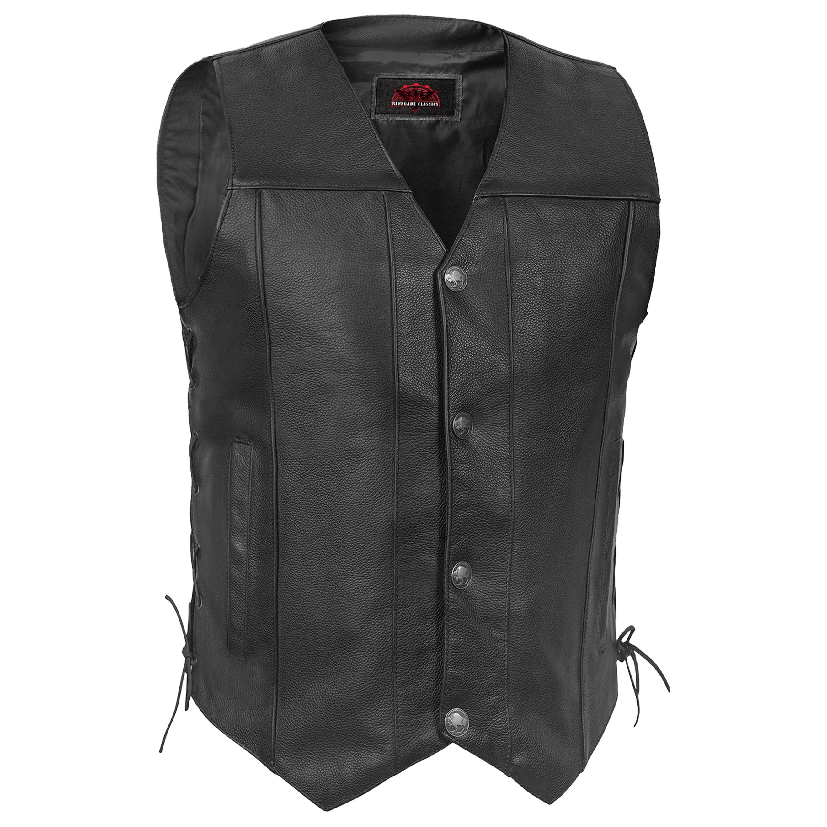 Black Hawk™ Men's   Leather Motorcycle Vest