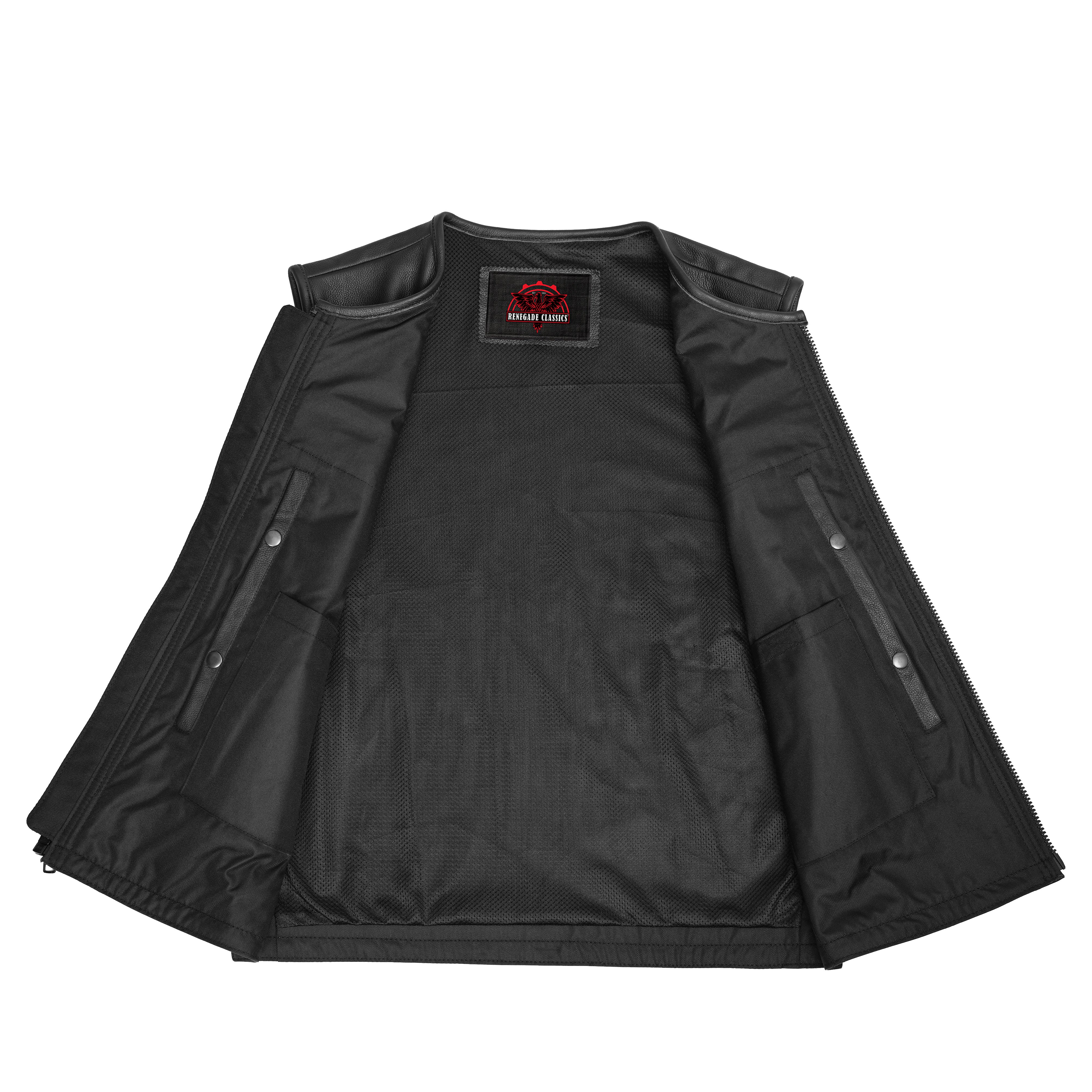 Faster Lane™ Men's  Black Leather Motorcycle Vest