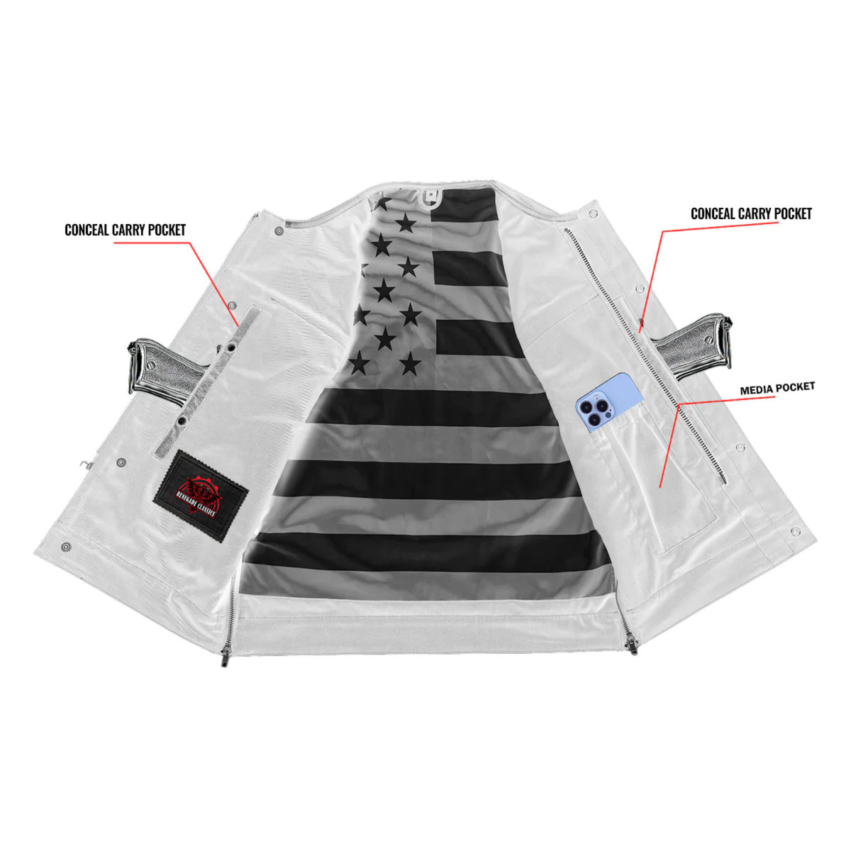 American Core Mens Leather Motorcycle Vest