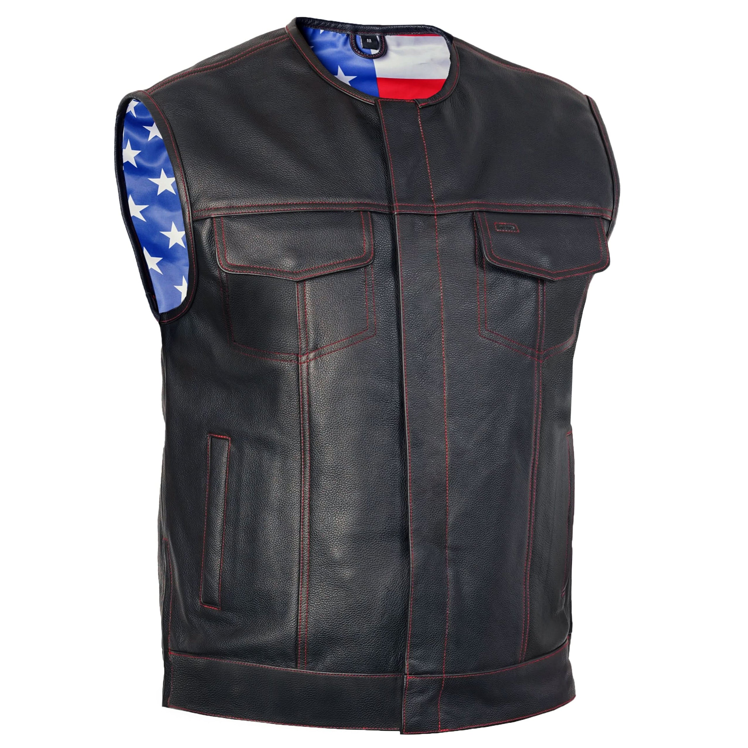 American Core Mens Leather Motorcycle Vest