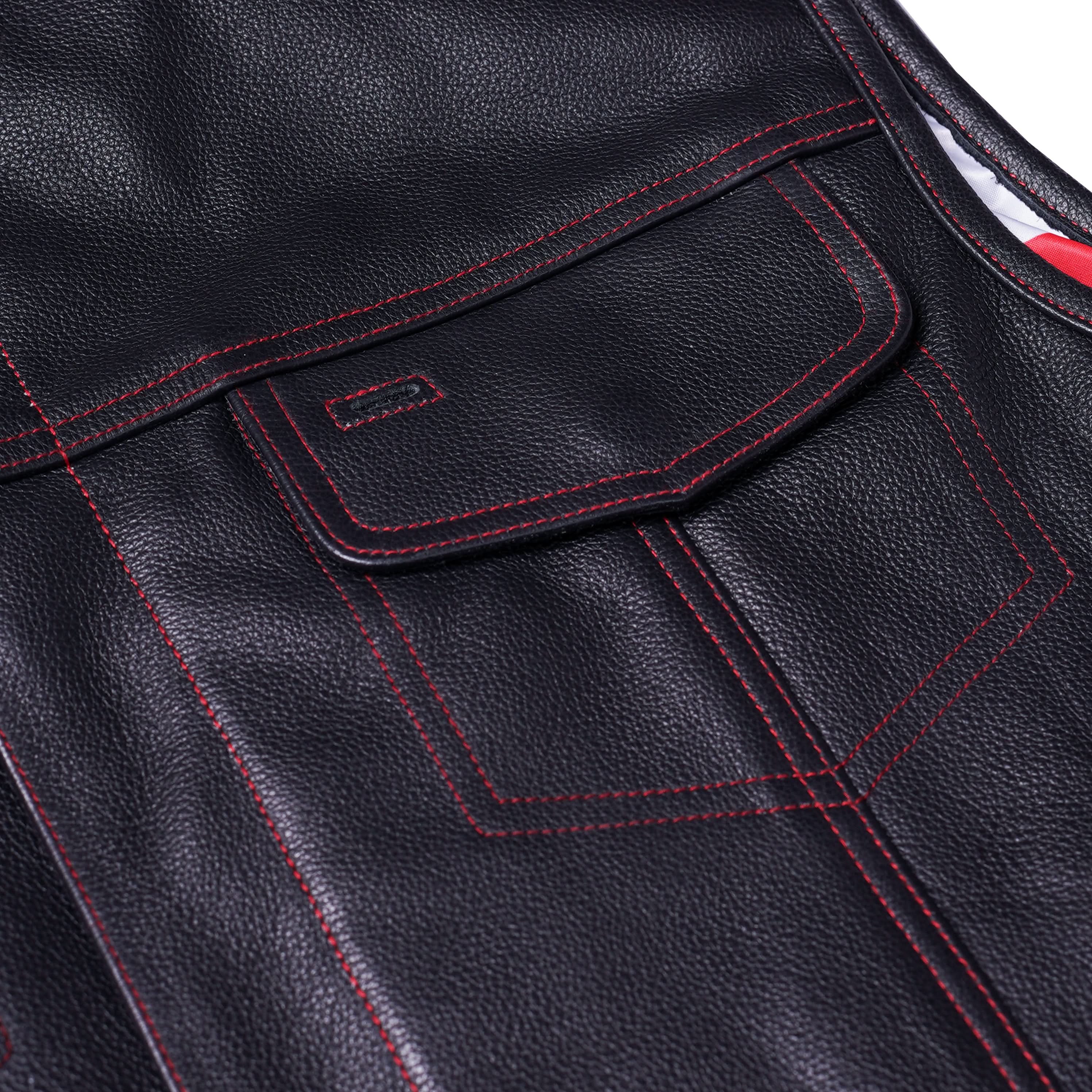 American Core Mens Leather Motorcycle Vest