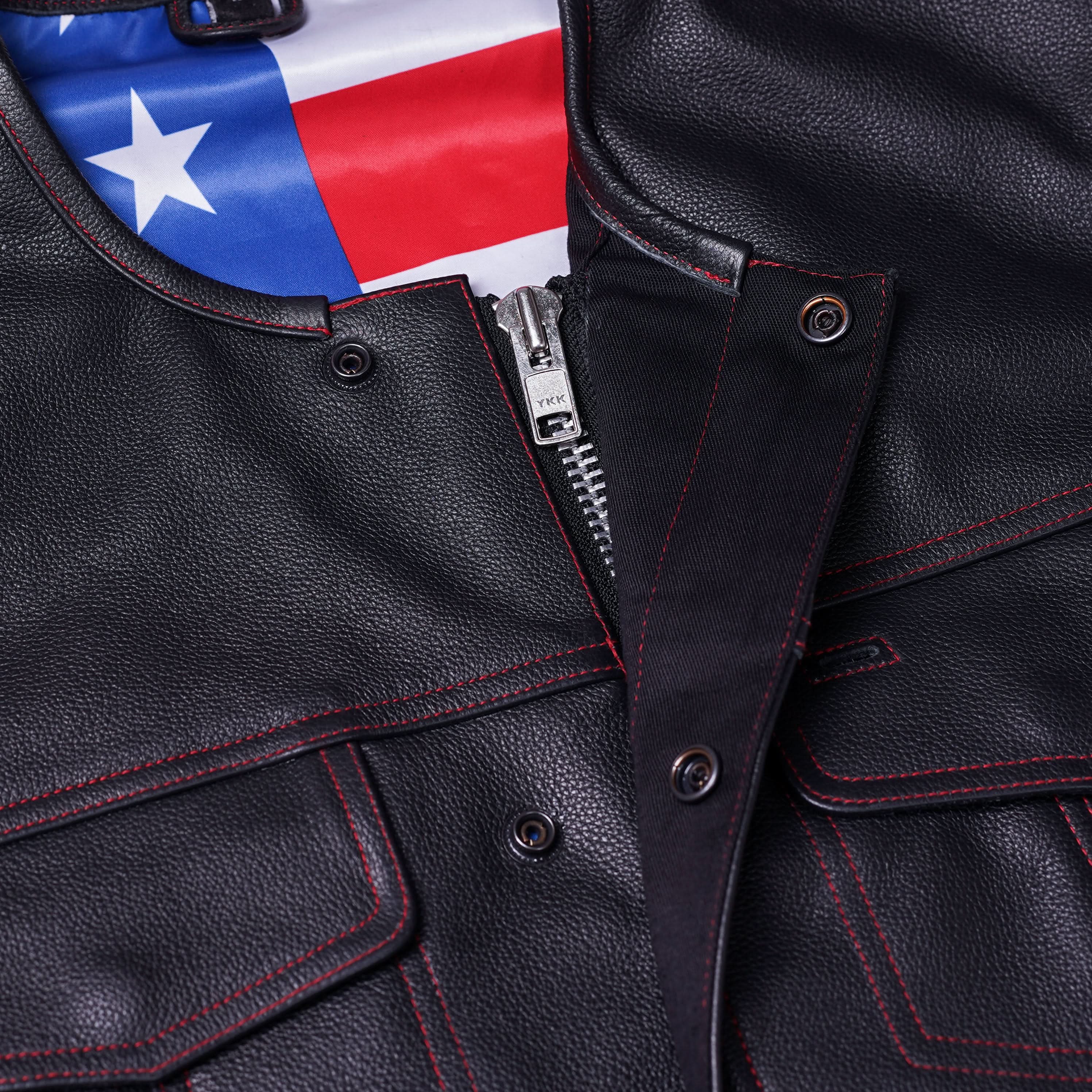 American Core Mens Leather Motorcycle Vest
