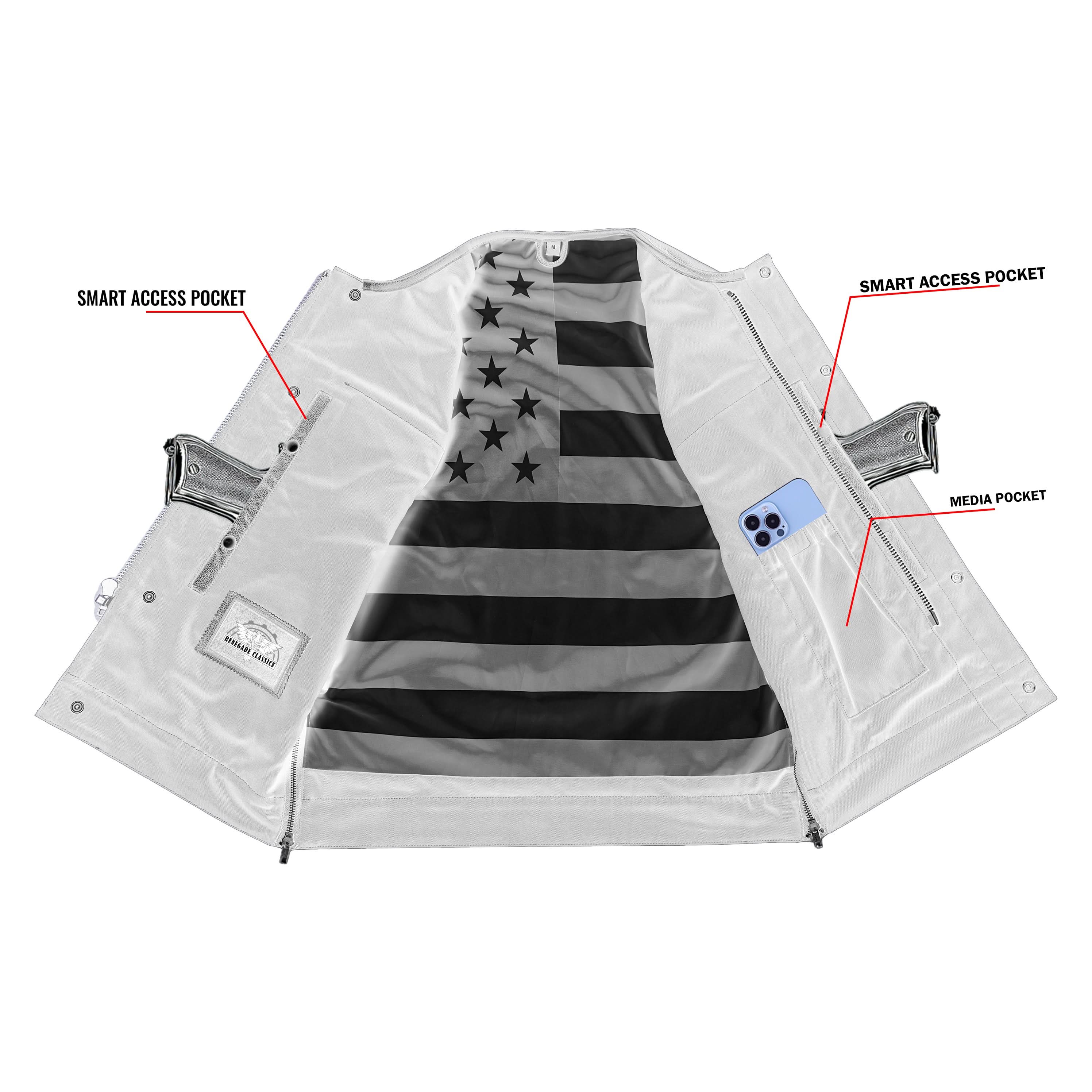 American Core Mens Leather Motorcycle Vest