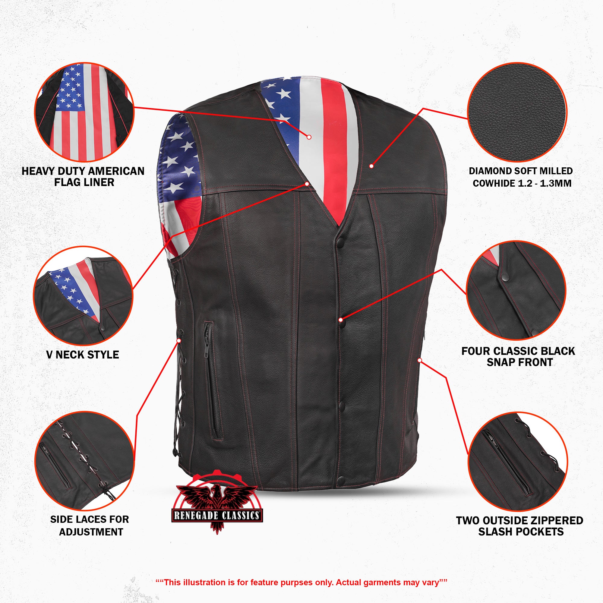 Tribute™ Mens Leather Motorcycle Vest