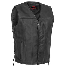 Curated™ Men's Tall  Biker Leather Vest- Black