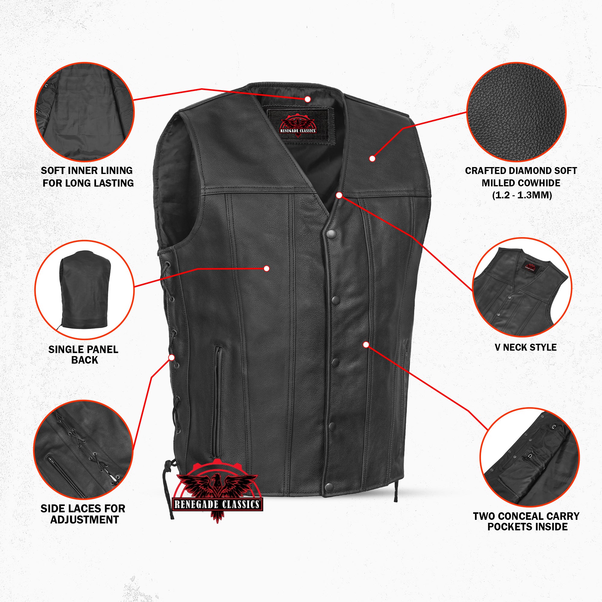 Curated™ Mens Tall Motorcycle Leather Vest
