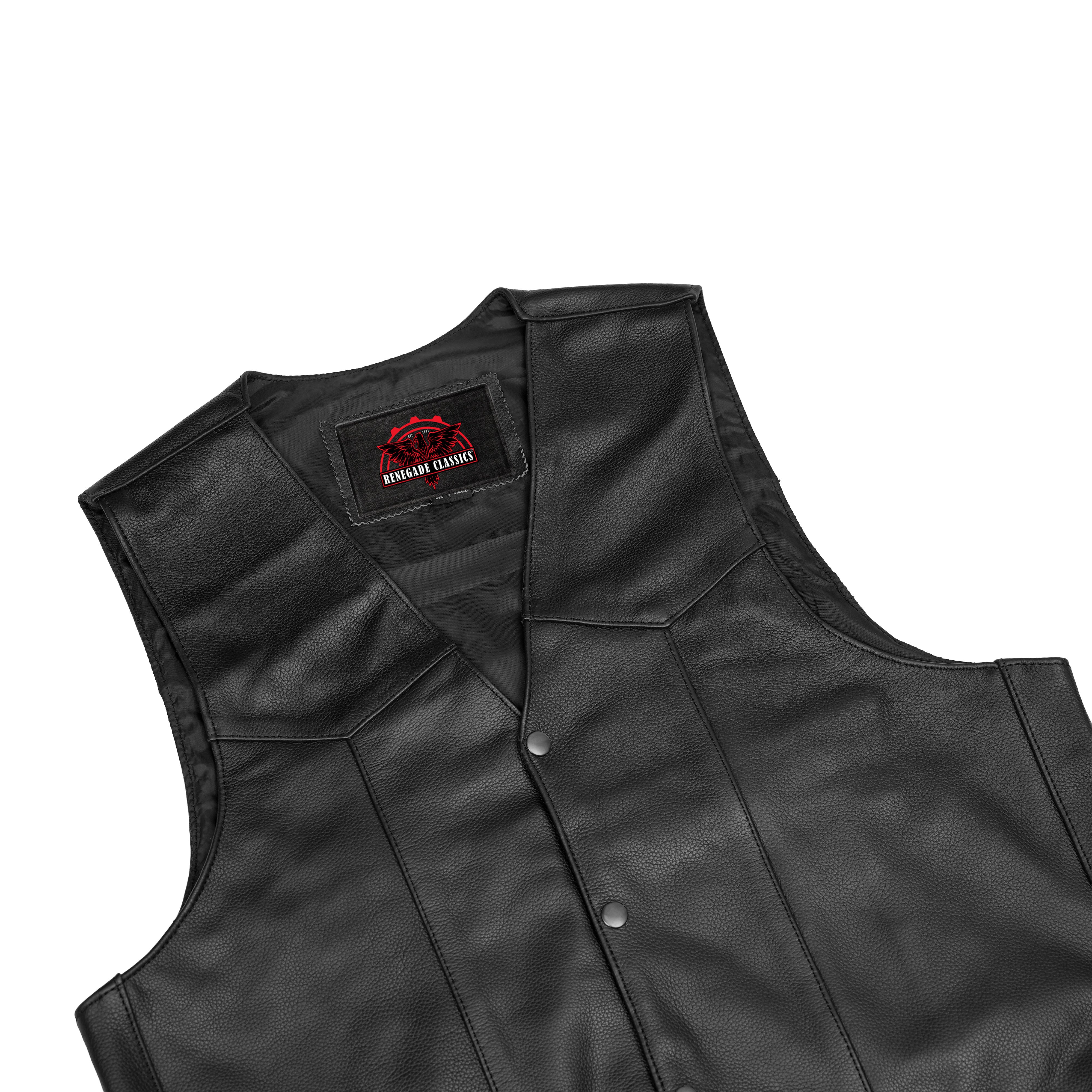 Black Hide™ Men's Tall  Motorcycle Leather Vest