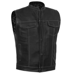 TonUp™ Men's Paisley Black Leather Motorcycle Vest