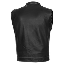 TonUp™ Men's Paisley Black Leather Motorcycle Vest
