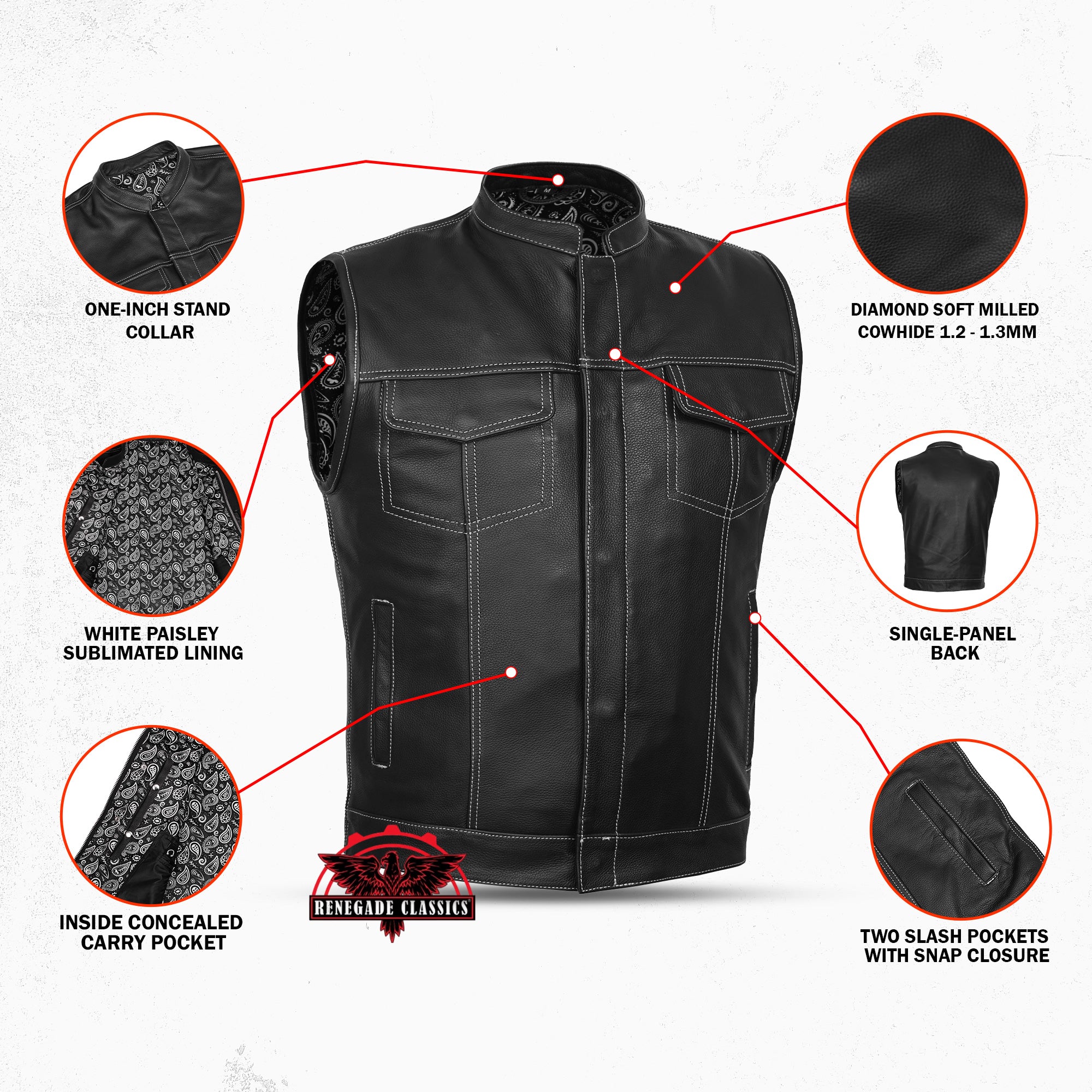 TonUp™ Mens Leather Motorcycle Vest