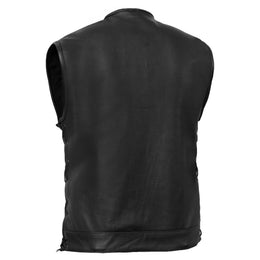 Black Armor Men's  Black motorcycle Leather Vest
