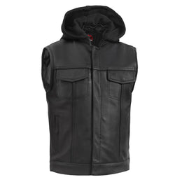 Versa™ Men's Black Leather Motorcycle Vest