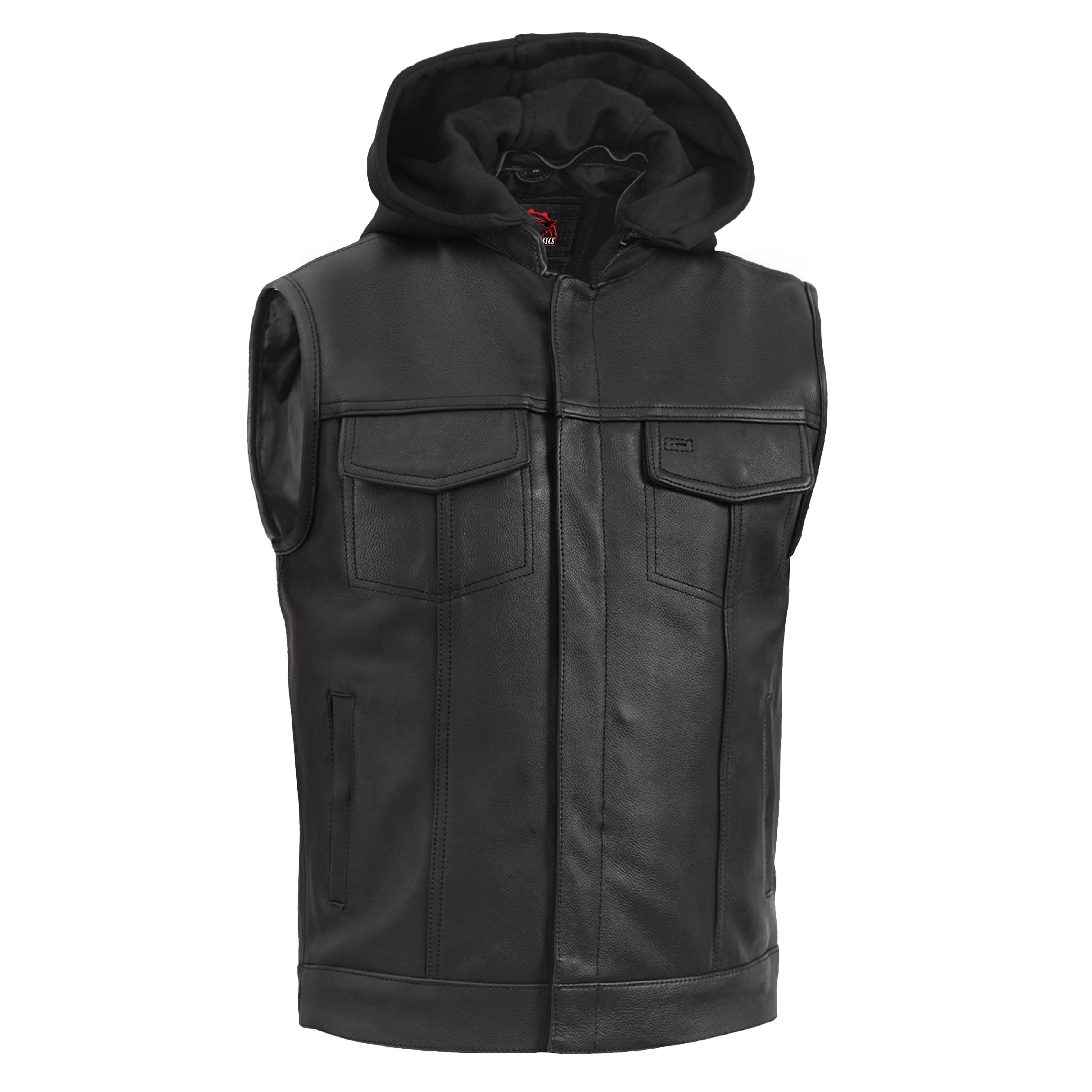 Versa™ Men's Black Leather Motorcycle Vest