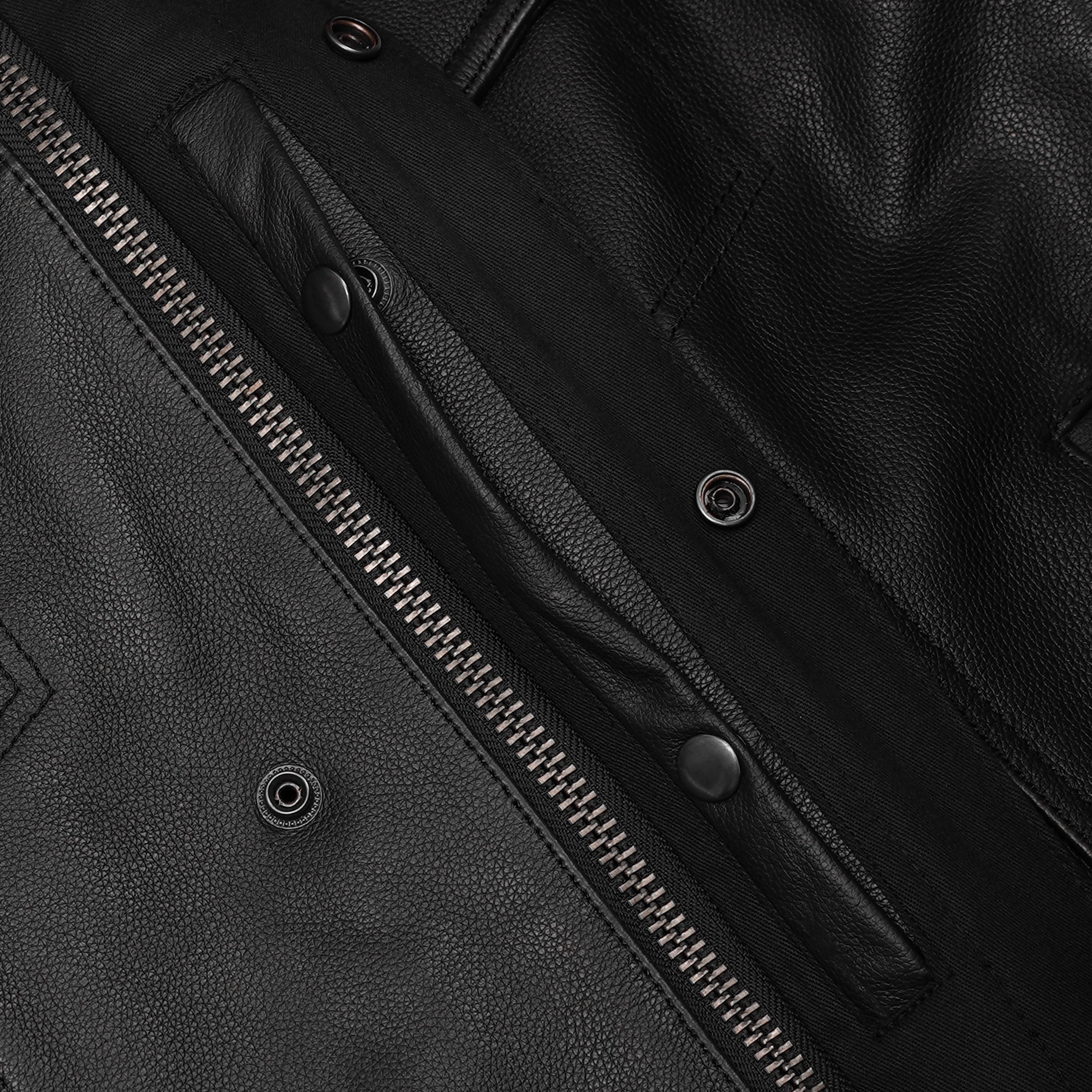 Versa™ Men's Black Leather Motorcycle Vest