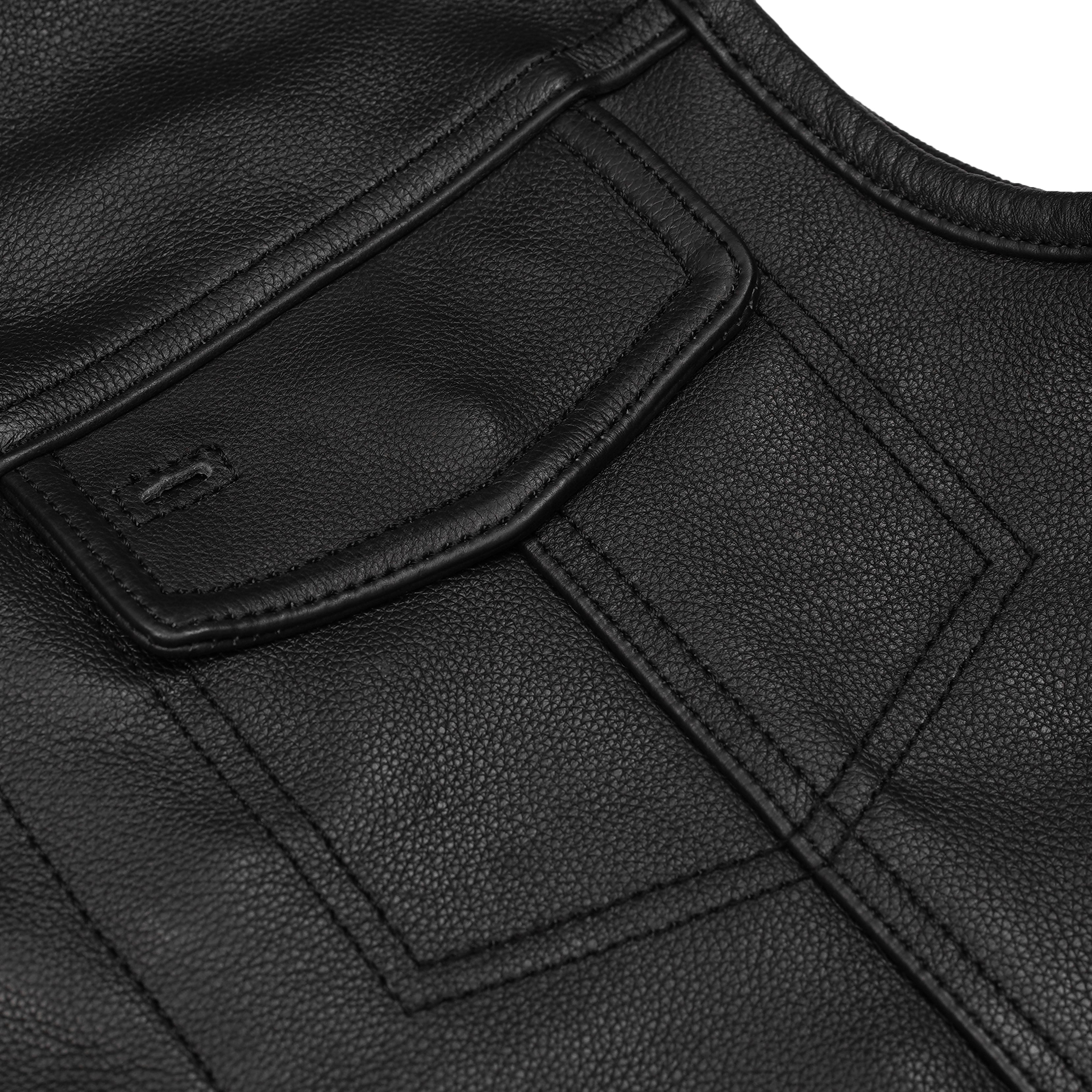 Versa™ Men's Black Leather Motorcycle Vest