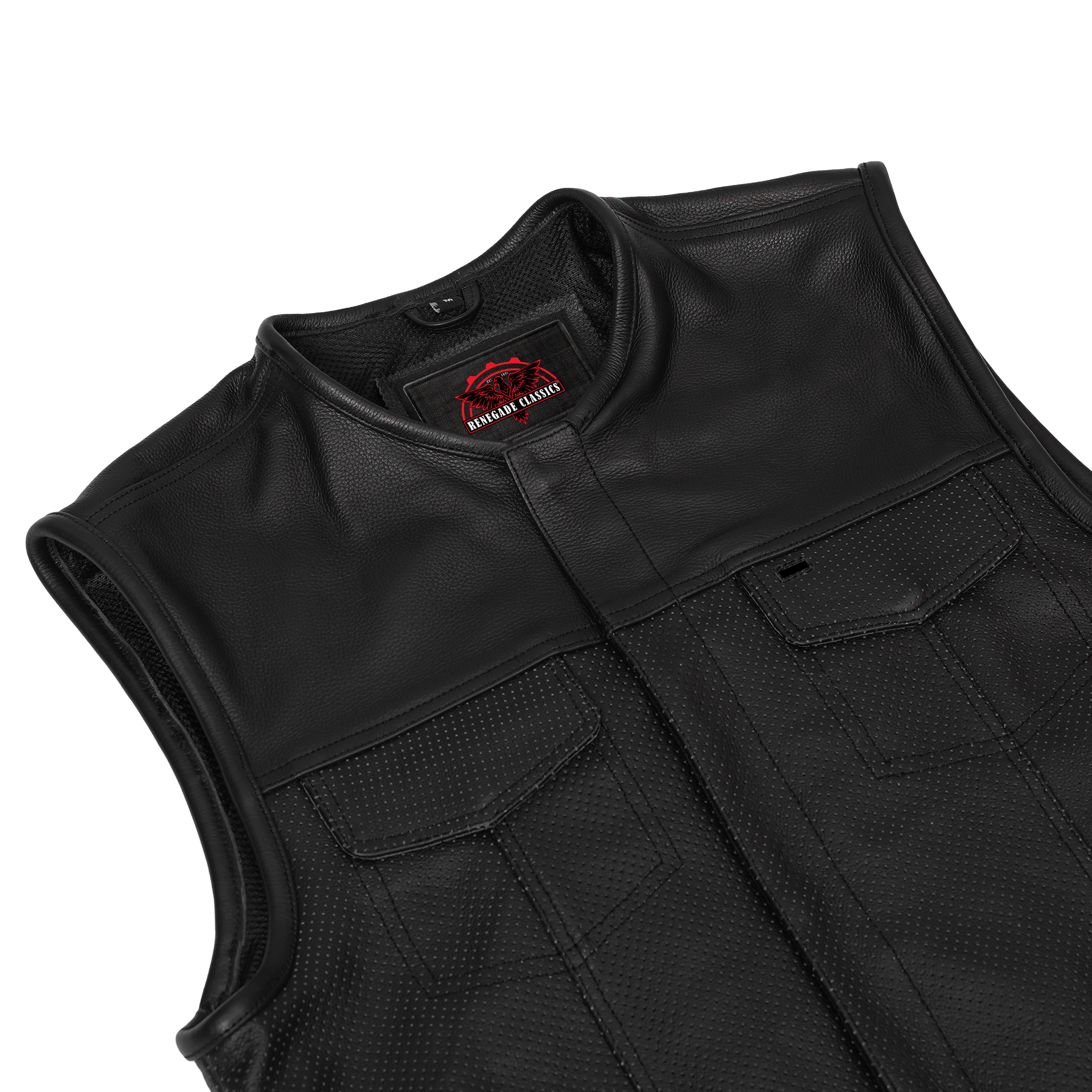 Cool Edge Mens Leather Motorcycle Vest