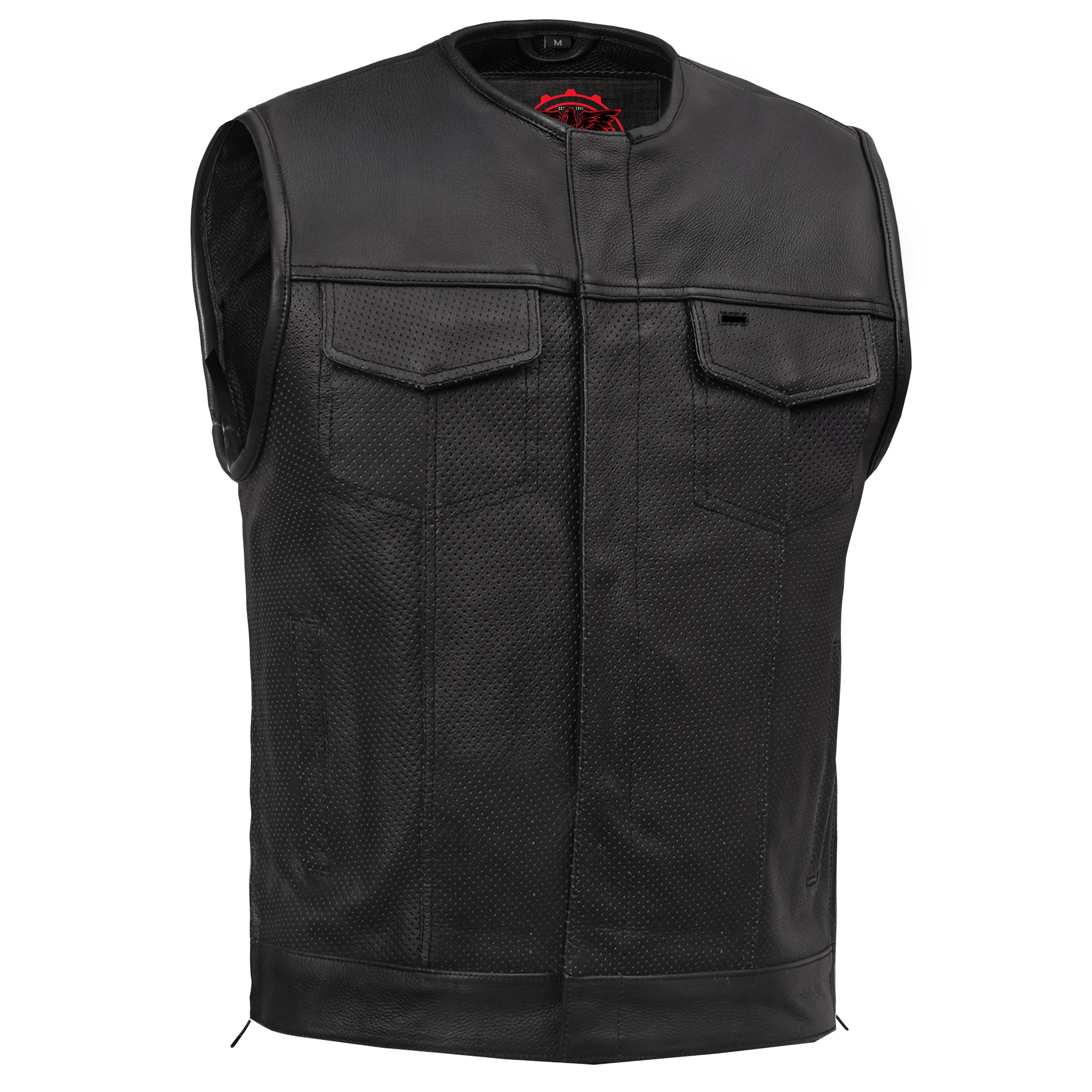 Cool Edge Mens Leather Motorcycle Vest