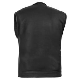 UpStyle™ Men's Black Leather Motorcycle Vest