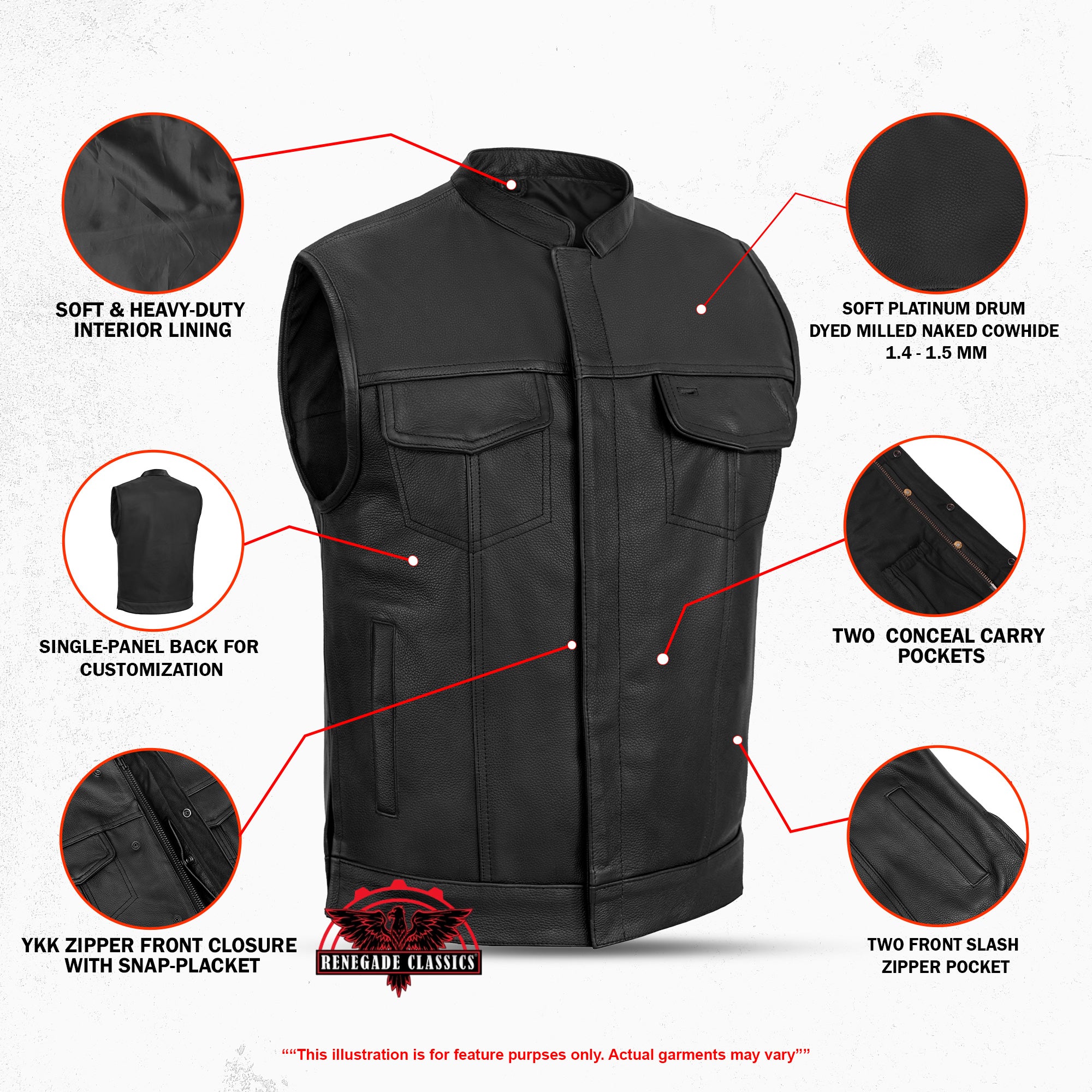 Renegade Classics Pick™ Black Motorcycle Vest