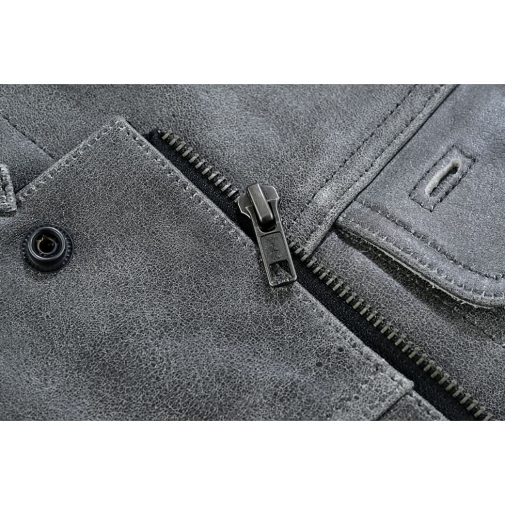 Vintage Men's Distressed Gray Leather Motorcycle Vest Men's Leather Vests Renegade Classics