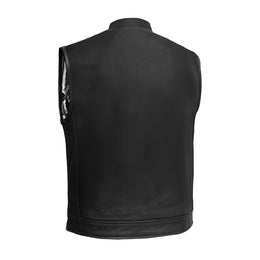 Black Rune Private™ Men's Black Leather Motorcycle Vest