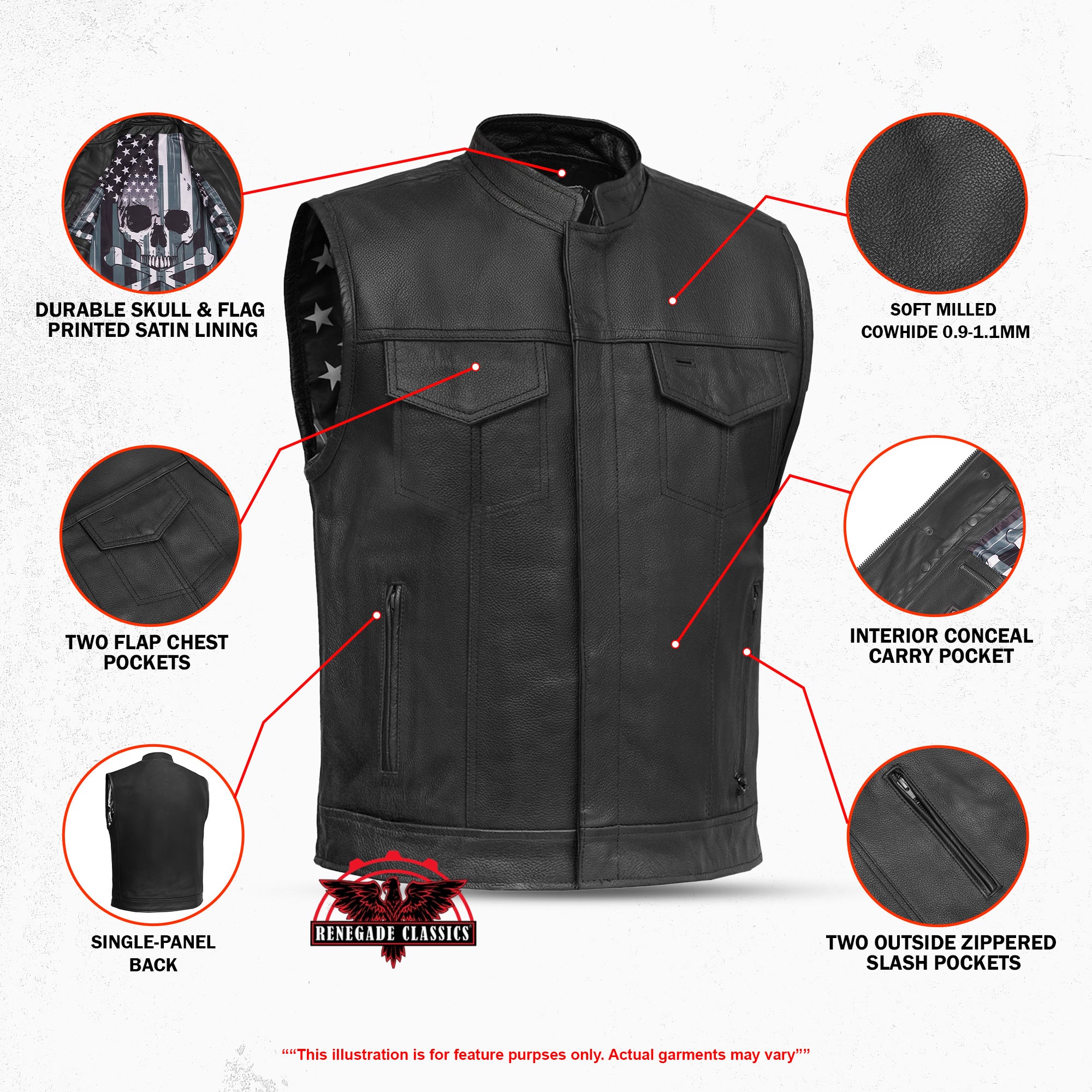 Stockyard™ Mens Leather Motorcycle Vest