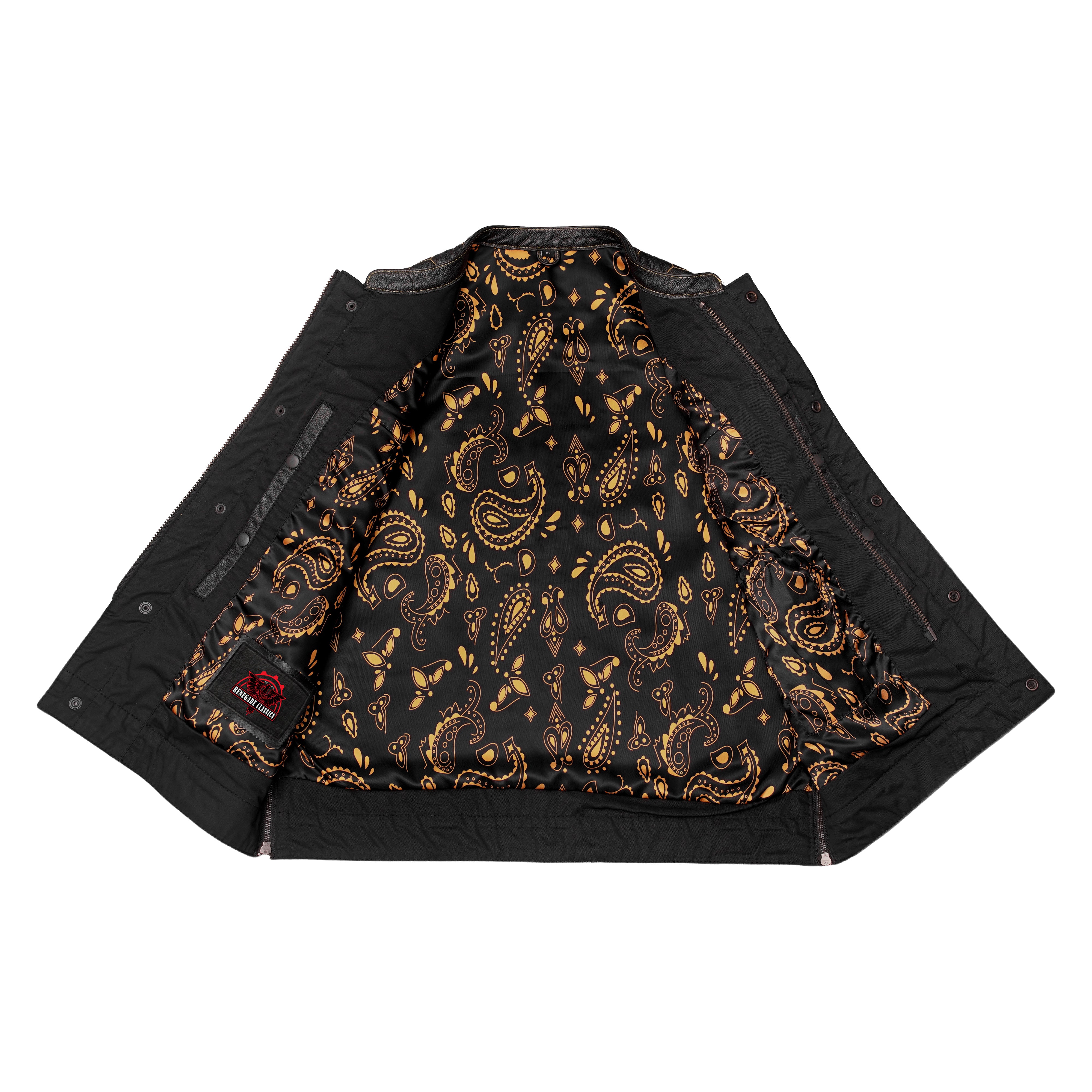 Gold Thread Mens Leather Motorcycle Vest
