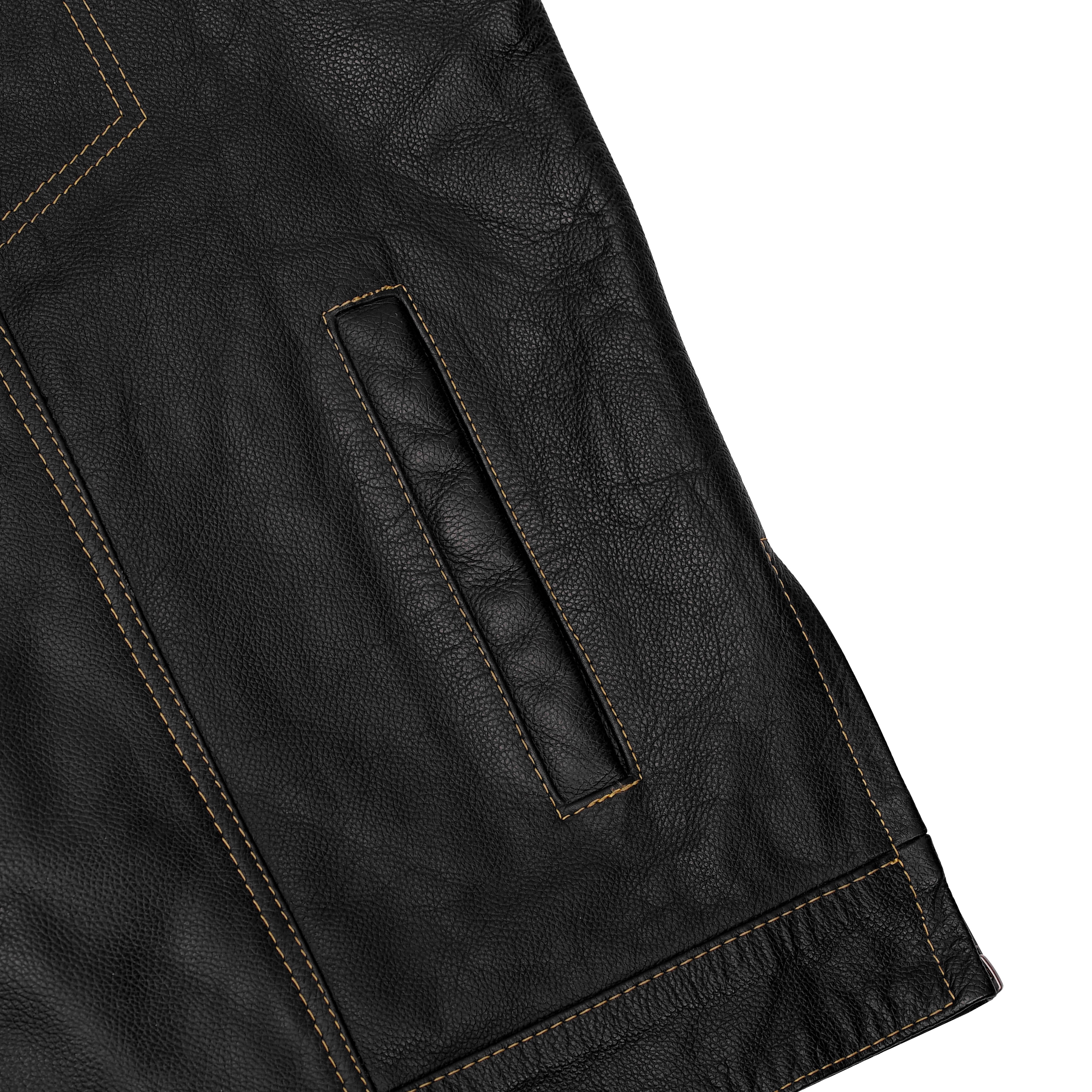 Gold Thread Mens Leather Motorcycle Vest