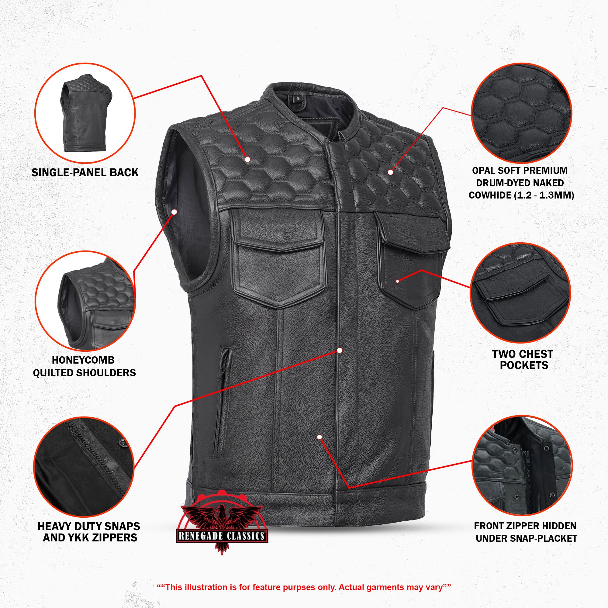 Wayne™ Mens Leather Motorcycle Vest