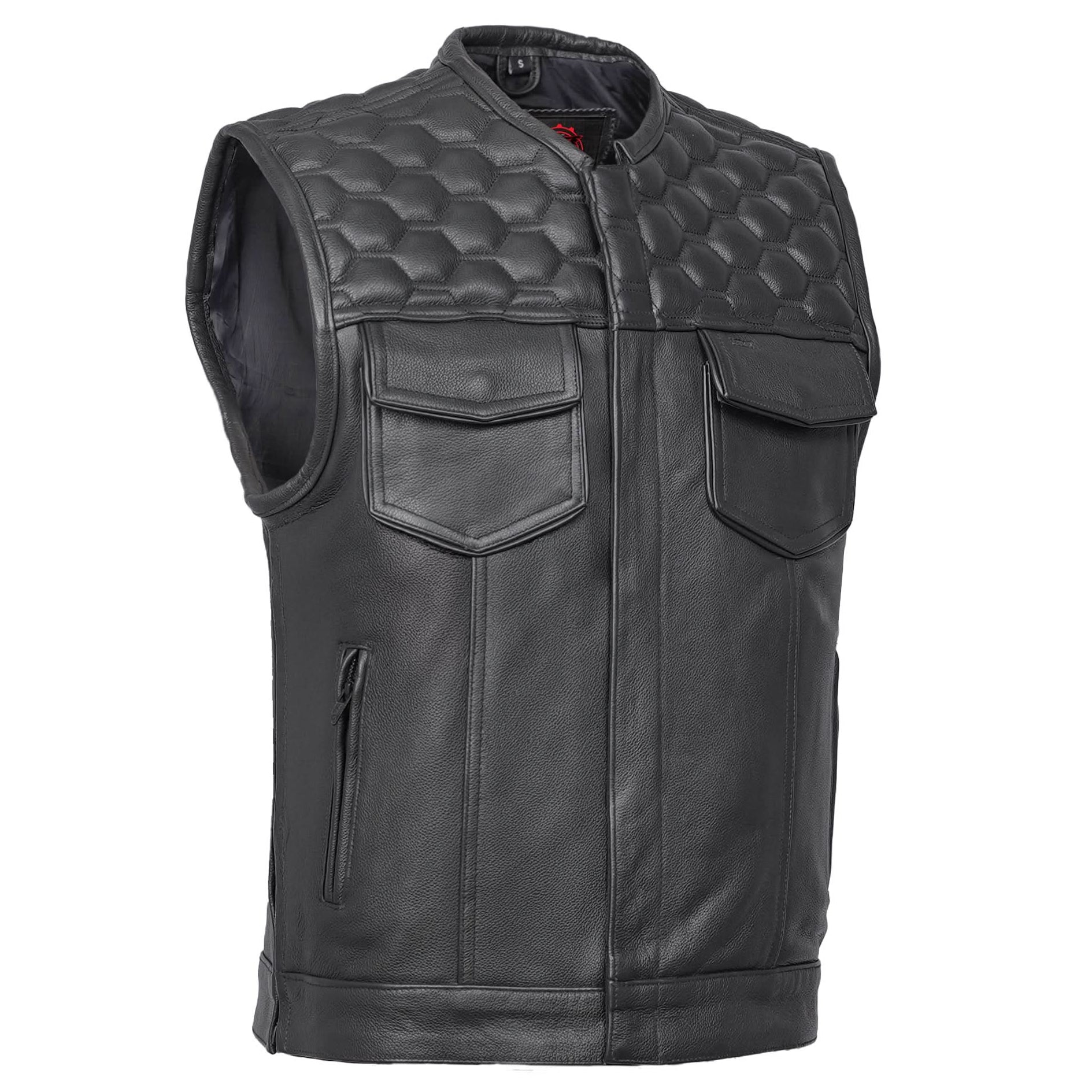 Wayne™ Mens Leather Motorcycle Vest