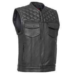 Wayne™ Black Horse Men's Leather Motorcycle Vest