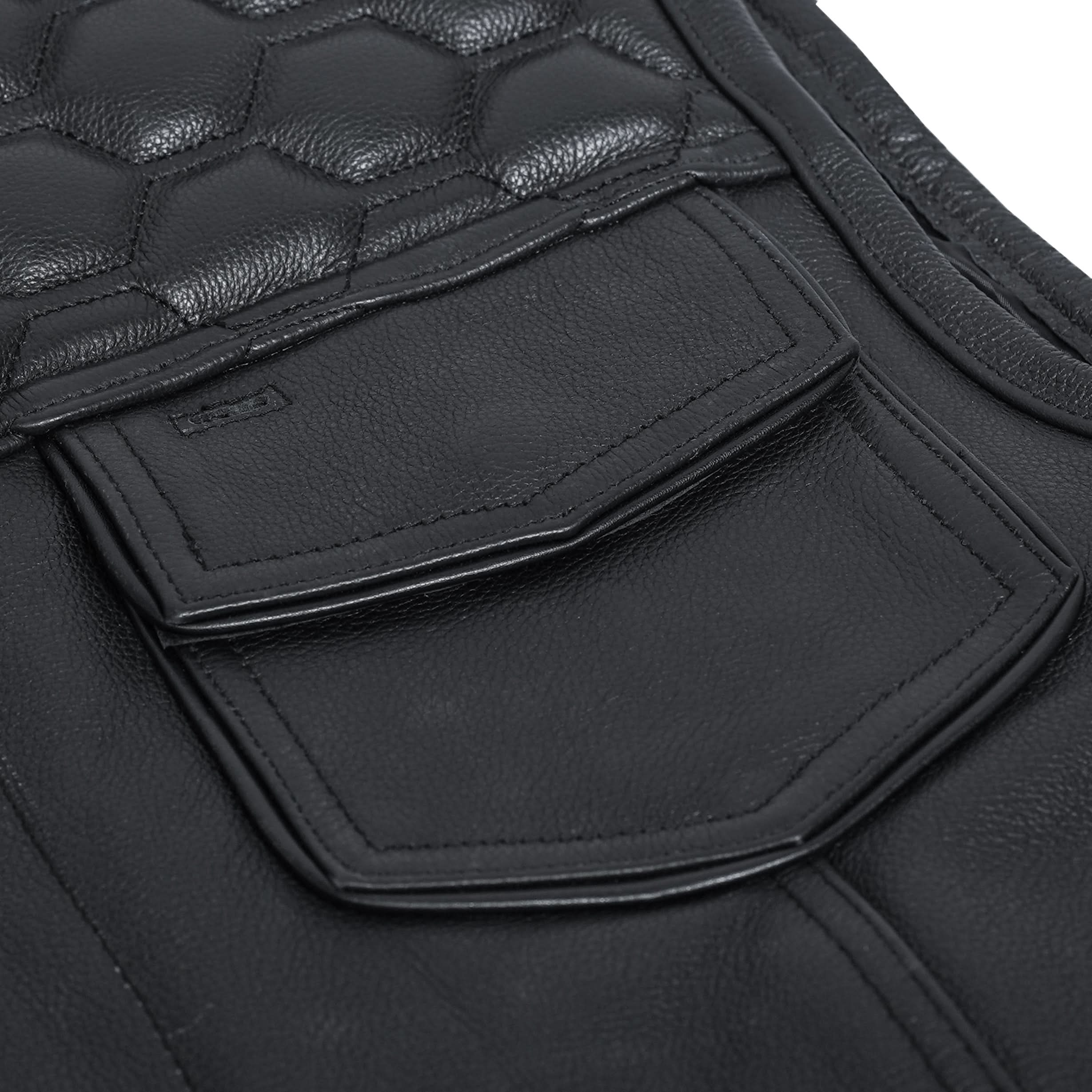 Wayne™ Mens Leather Motorcycle Vest