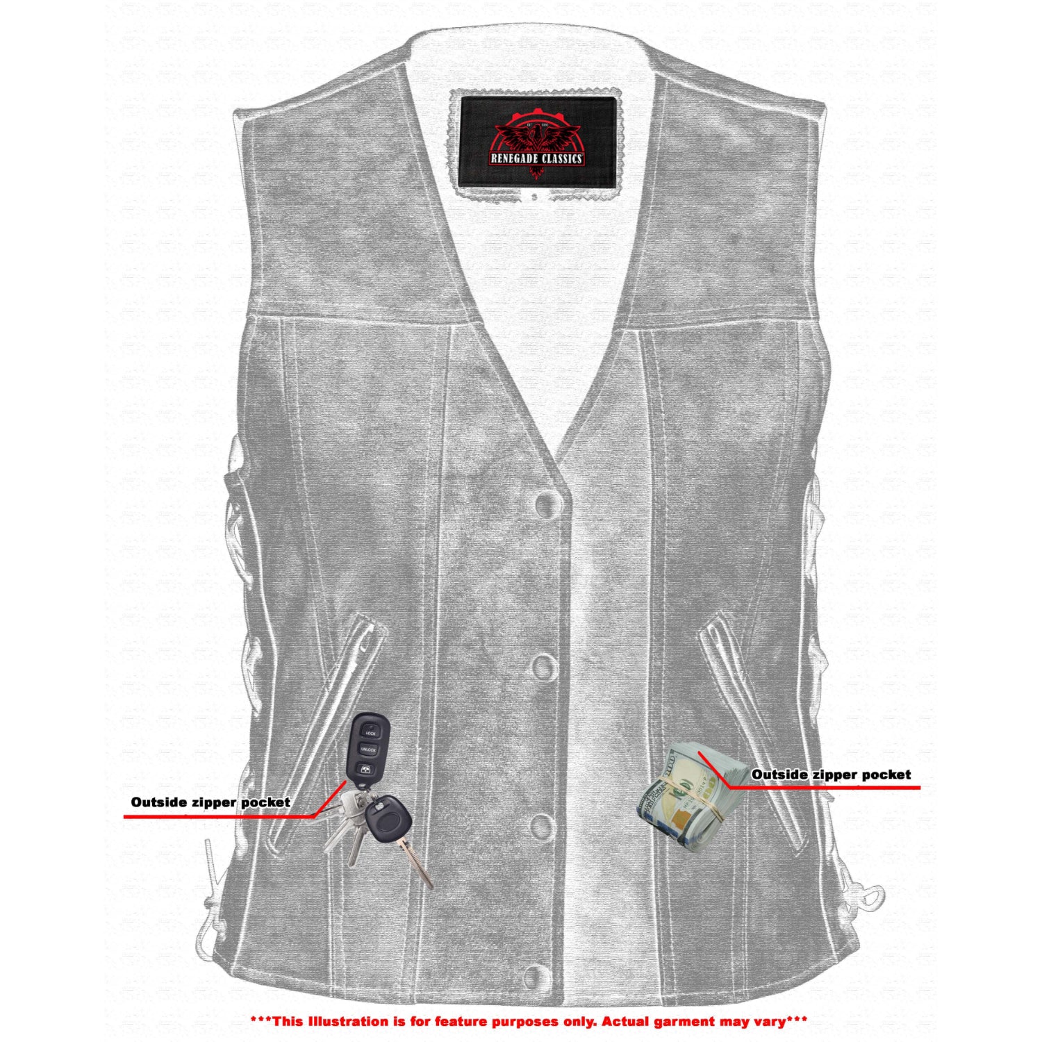 Delure™ Women's leather motorcycle vest